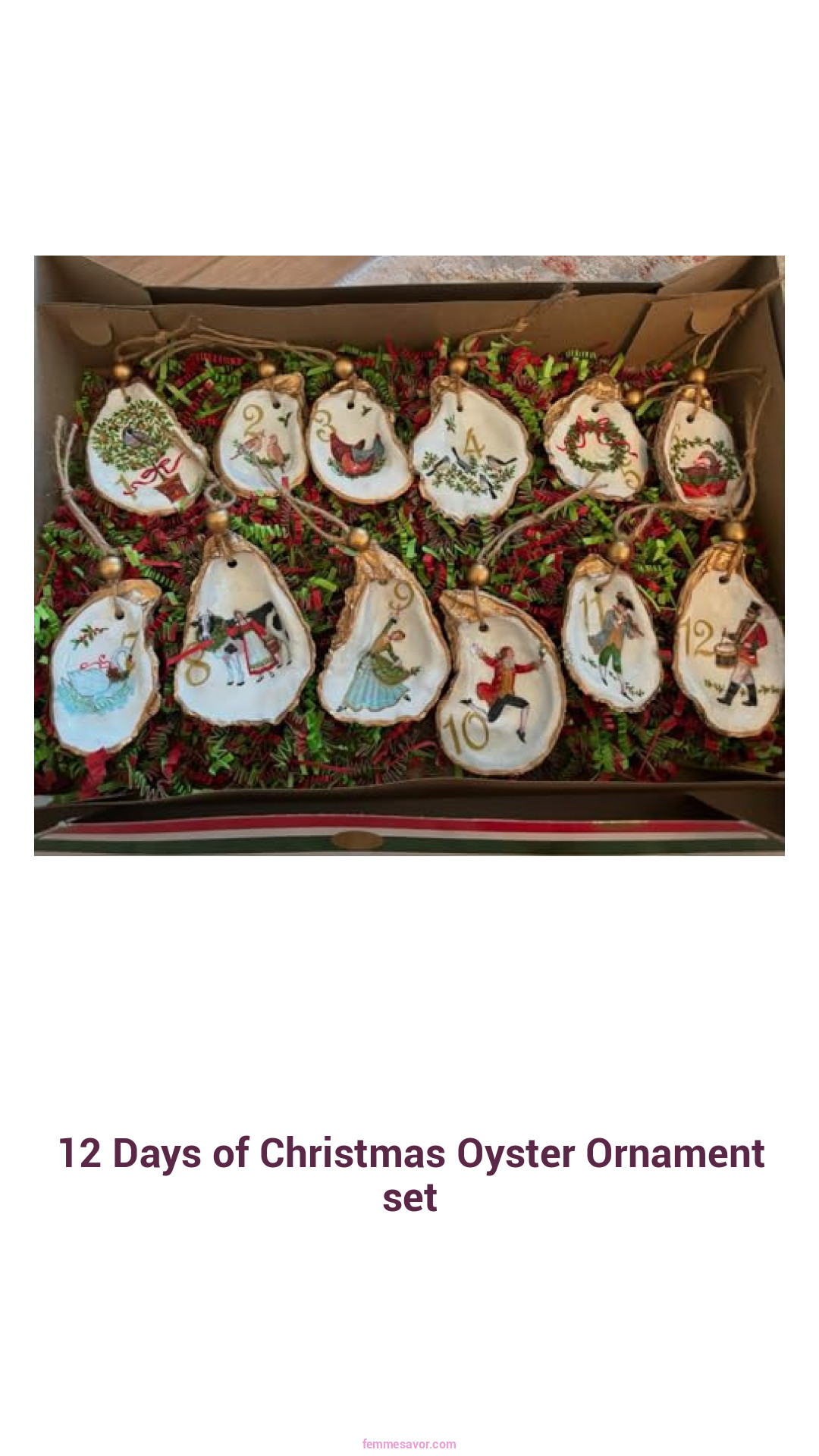 12 Days of Christmas Oyster Ornament set