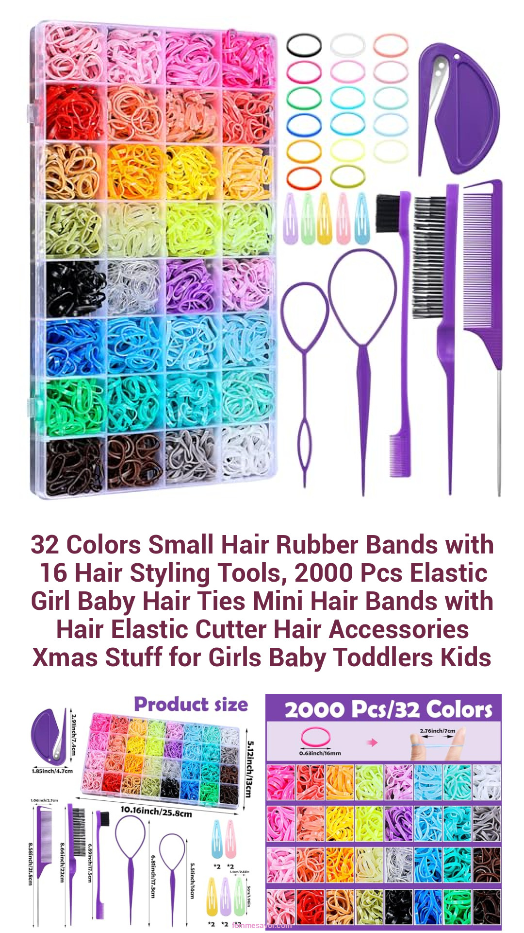32 Colors Small Hair Rubber Bands with 16 Hair Styling Tools, 2000 Pcs Elastic Girl Baby Hair Ties Mini Hair Bands with Hair Elastic Cutter Hair Accessories Xmas Stuff for Girls Baby Toddlers Kids 32 Colors Small Hair Rubber Bands with 16 Hair Styling Tools, 2000 Pcs Elastic Girl Baby Hair Ties Mini Hair Bands with Hair Elastic Cutter Hair Accessories Xmas Stuff for Girls Baby Toddlers Kids