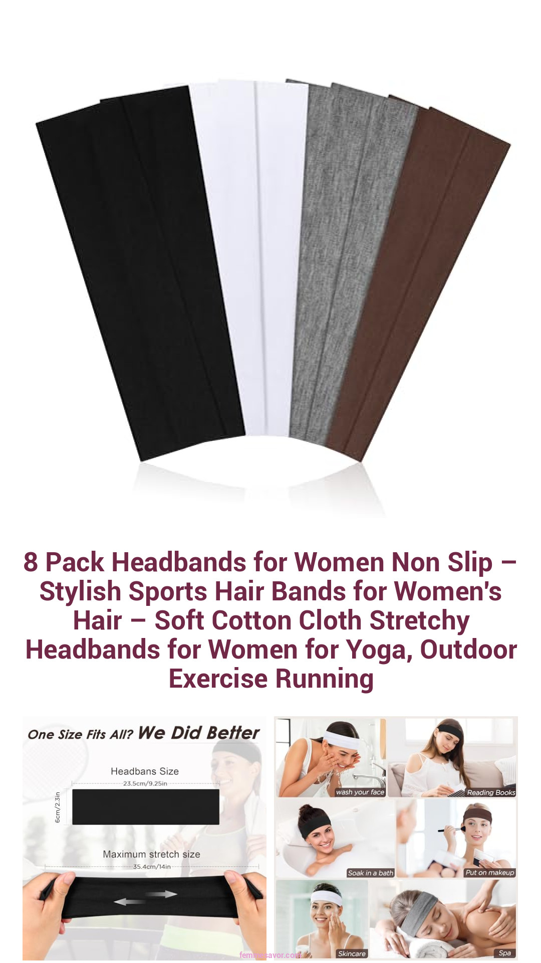 8 Pack Headbands for Women Non Slip – Stylish Sports Hair Bands for Women's Hair – Soft Cotton Cloth Stretchy Headbands for Women for Yoga, Outdoor Exercise Running 8 Pack Headbands for Women Non Slip – Stylish Sports Hair Bands for Women's Hair – Soft Cotton Cloth Stretchy Headbands for Women for Yoga, Outdoor Exercise Running