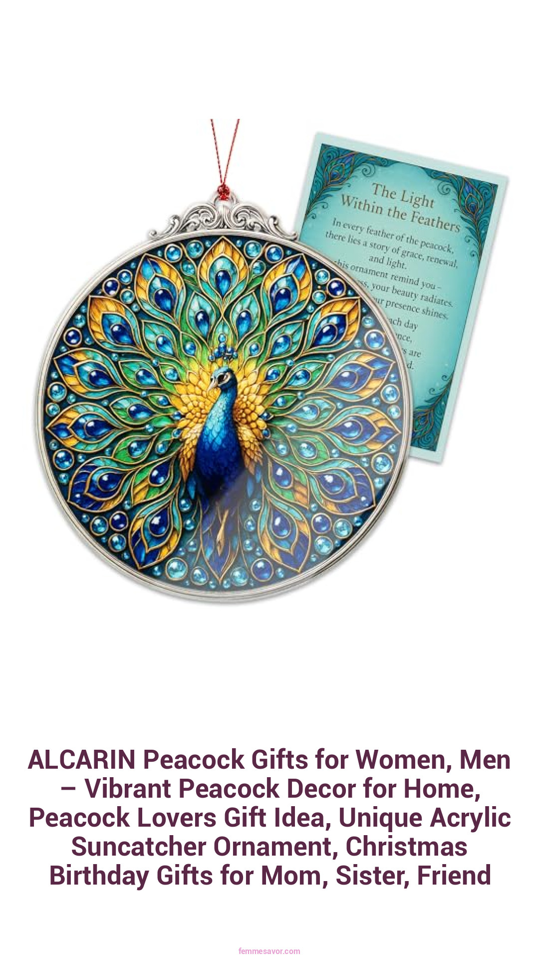 ALCARIN Peacock Gifts for Women, Men – Vibrant Peacock Decor for Home, Peacock Lovers Gift Idea, Unique Acrylic Suncatcher Ornament, Christmas Birthday Gifts for Mom, Sister, Friend