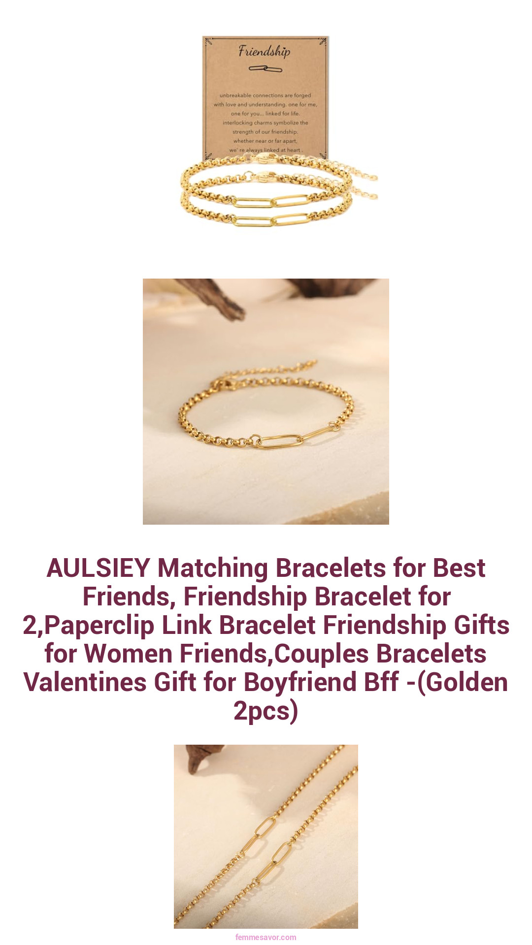 AULSIEY Matching Bracelets for Best Friends, Friendship Bracelet for 2,Paperclip Link Bracelet Friendship Gifts for Women Friends,Couples Bracelets Valentines Gift for Boyfriend Bff -(Golden 2pcs) AULSIEY Matching Bracelets for Best Friends, Friendship Bracelet for 2,Paperclip Link Bracelet Friendship Gifts for Women Friends,Couples Bracelets Valentines Gift for Boyfriend Bff -(Golden 2pcs)