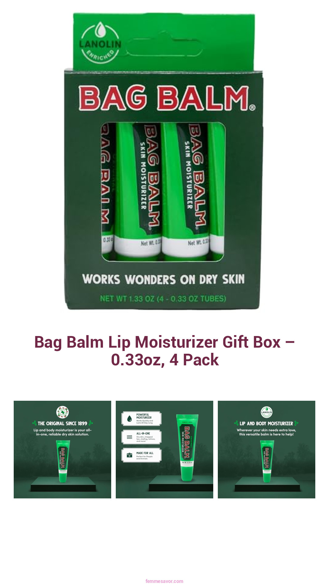 Bag Balm Lip Moisturizer Gift Box – 0.33oz, 4 Pack Bag Balm Lip Moisturizer Gift Box – 0.33oz, 4 Pack