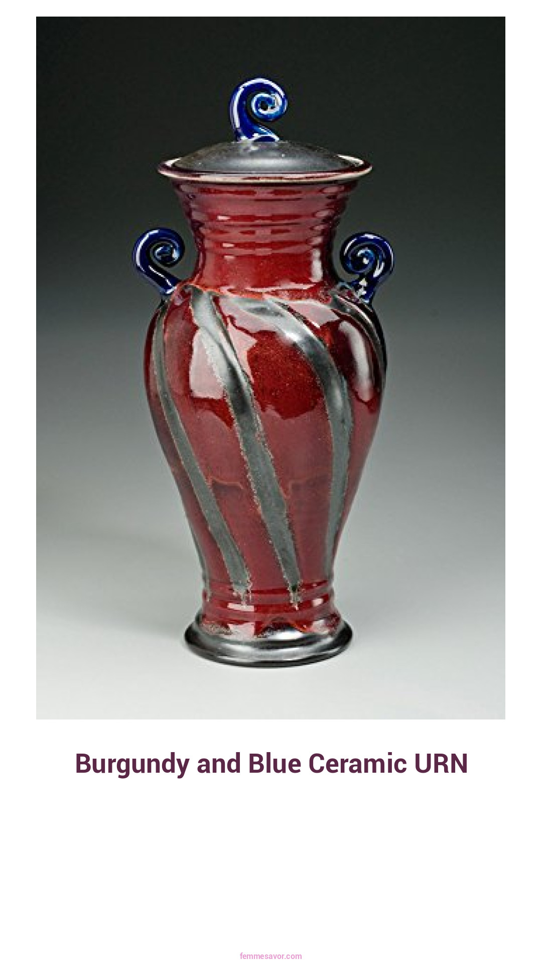Burgundy and Blue Ceramic URN