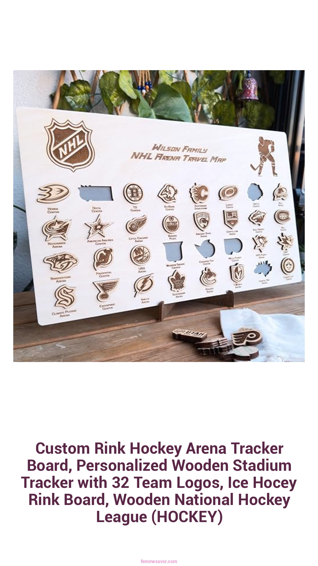 Custom Rink Hockey Arena Tracker Board, Personalized Wooden Stadium Tracker with 32 Team Logos, Ice Hocey Rink Board, Wooden National Hockey League (HOCKEY)