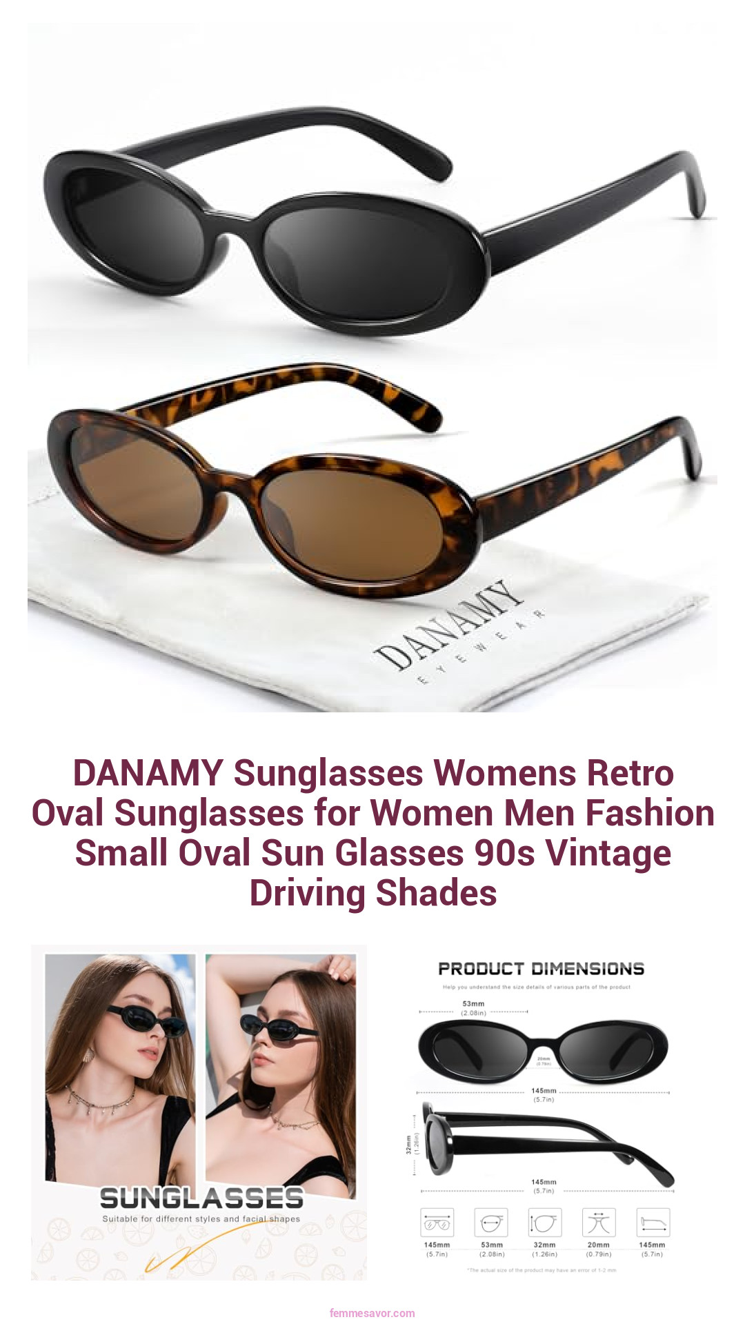 DANAMY Sunglasses Womens Retro Oval Sunglasses for Women Men Fashion Small Oval Sun Glasses 90s Vintage Driving Shades DANAMY Sunglasses Womens Retro Oval Sunglasses for Women Men Fashion Small Oval Sun Glasses 90s Vintage Driving Shades