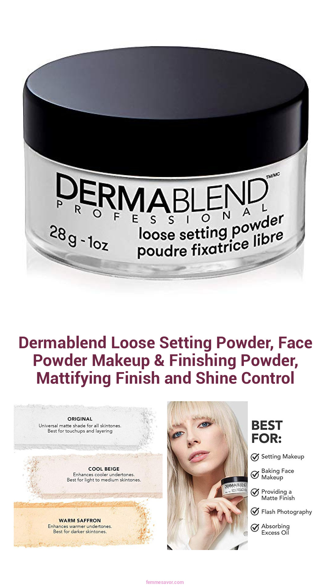 Dermablend Loose Setting Powder, Face Powder Makeup & Finishing Powder, Mattifying Finish and Shine Control