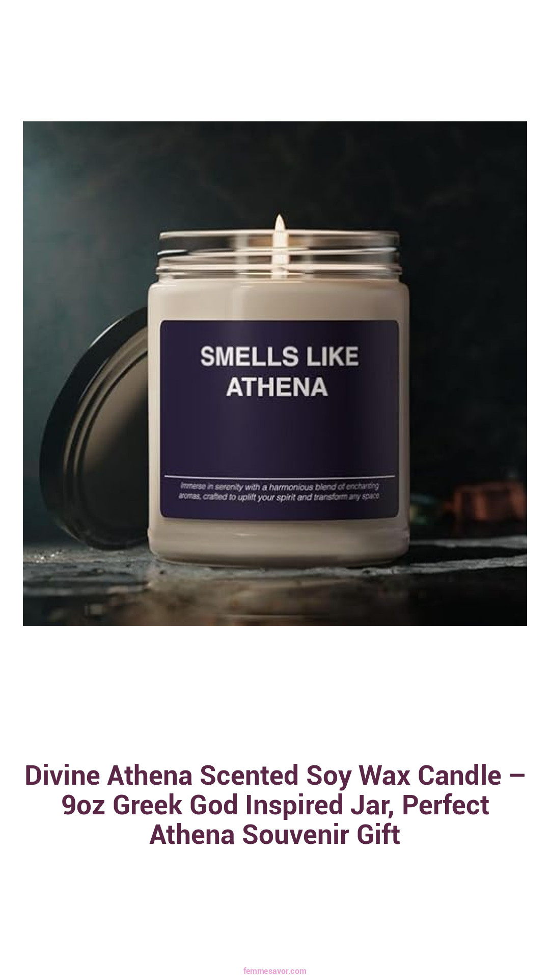 Divine Athena Scented Soy Wax Candle – 9oz Greek God Inspired Jar, Perfect Athena Souvenir Gift