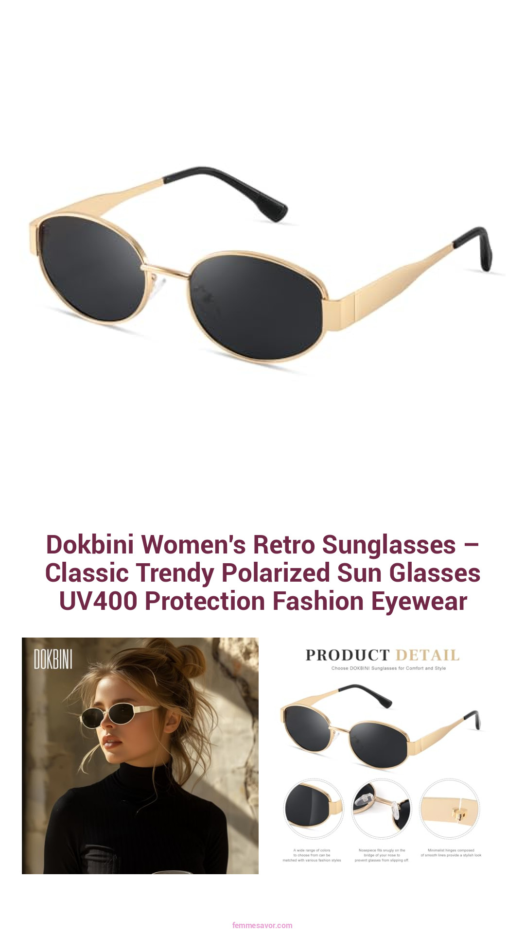 Dokbini Women's Retro Sunglasses – Classic Trendy Polarized Sun Glasses UV400 Protection Fashion Eyewear Dokbini Women's Retro Sunglasses – Classic Trendy Polarized Sun Glasses UV400 Protection Fashion Eyewear