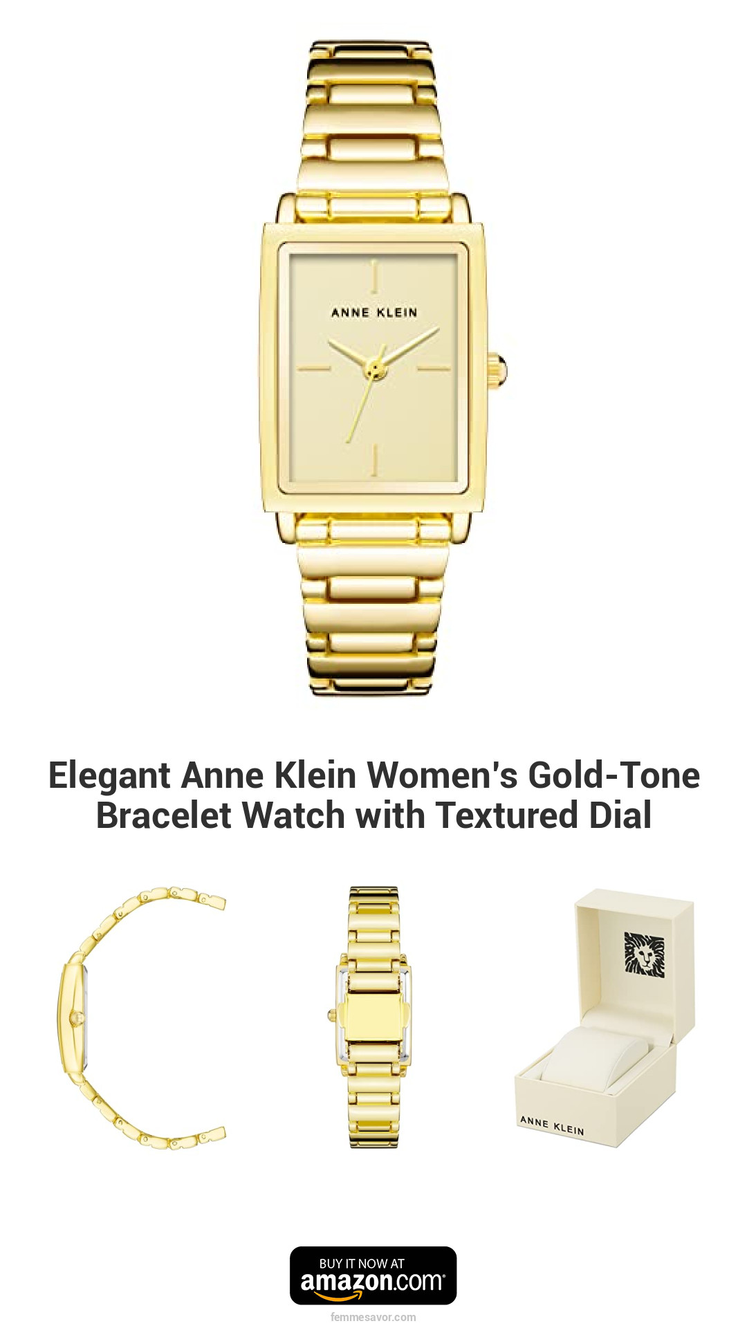Elegant Anne Klein Women’s Gold-Tone Bracelet Watch with Textured Dial Elegant Anne Klein Women’s Gold-Tone Bracelet Watch with Textured Dial