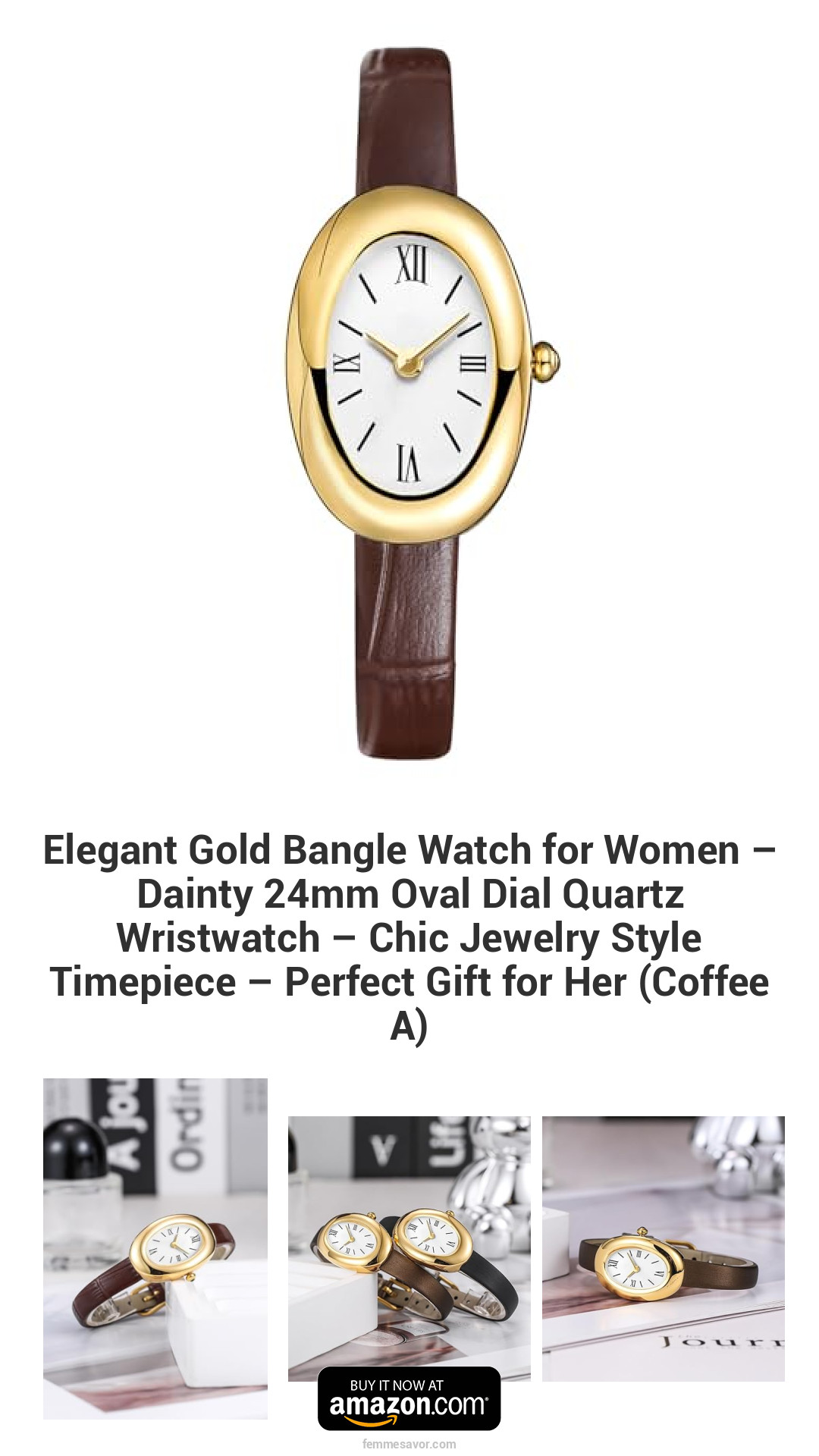 Elegant Gold Bangle Watch for Women – Dainty 24mm Oval Dial Quartz Wristwatch – Chic Jewelry Style Timepiece – Perfect Gift for Her (Coffee A) Elegant Gold Bangle Watch for Women – Dainty 24mm Oval Dial Quartz Wristwatch – Chic Jewelry Style Timepiece – Perfect Gift for Her (Coffee A)