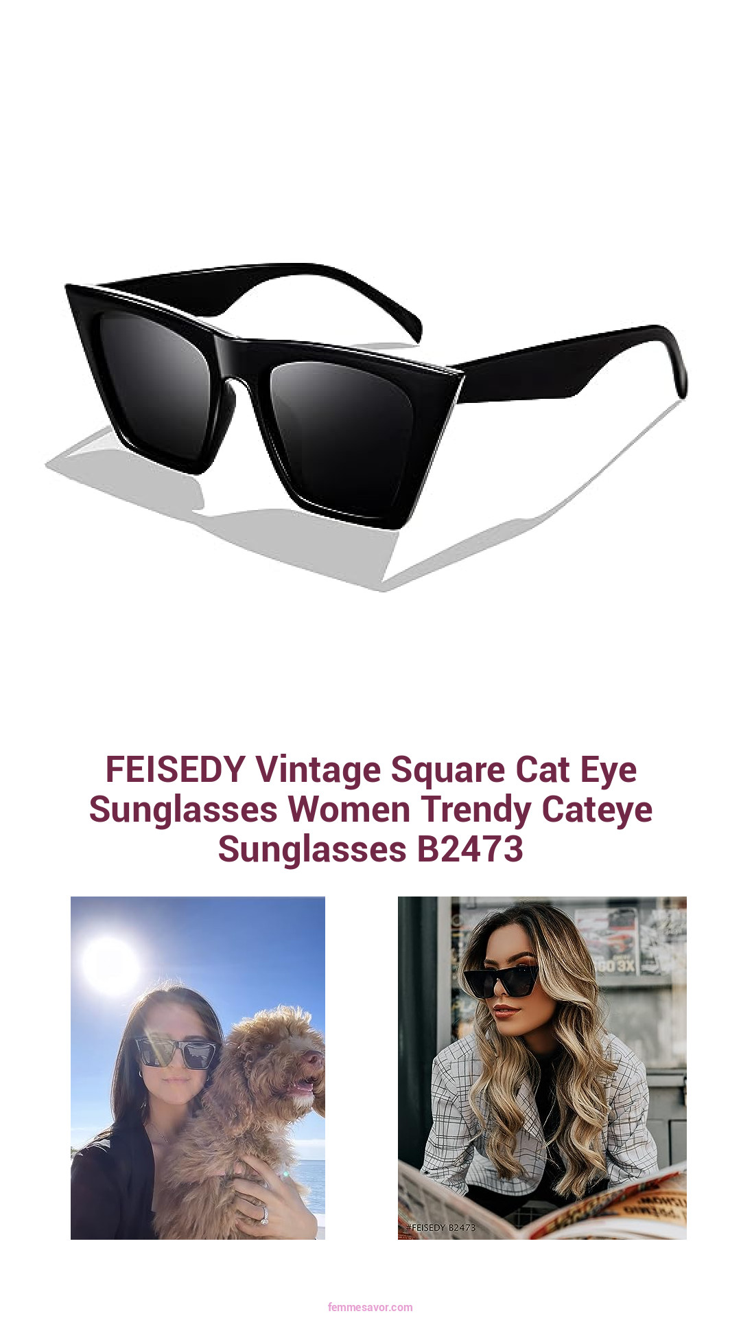 FEISEDY Vintage Square Cat Eye Sunglasses Women Trendy Cateye Sunglasses B2473 FEISEDY Vintage Square Cat Eye Sunglasses Women Trendy Cateye Sunglasses B2473