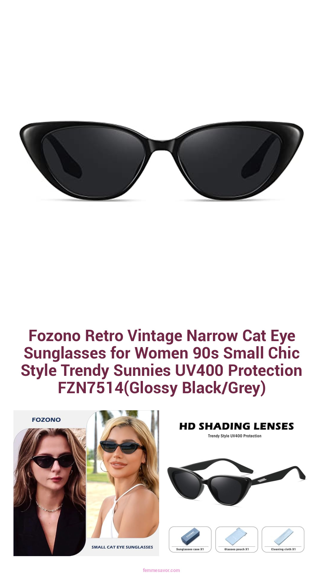Fozono Retro Vintage Narrow Cat Eye Sunglasses for Women 90s Small Chic Style Trendy Sunnies UV400 Protection FZN7514(Glossy Black/Grey) Fozono Retro Vintage Narrow Cat Eye Sunglasses for Women 90s Small Chic Style Trendy Sunnies UV400 Protection FZN7514(Glossy Black/Grey)