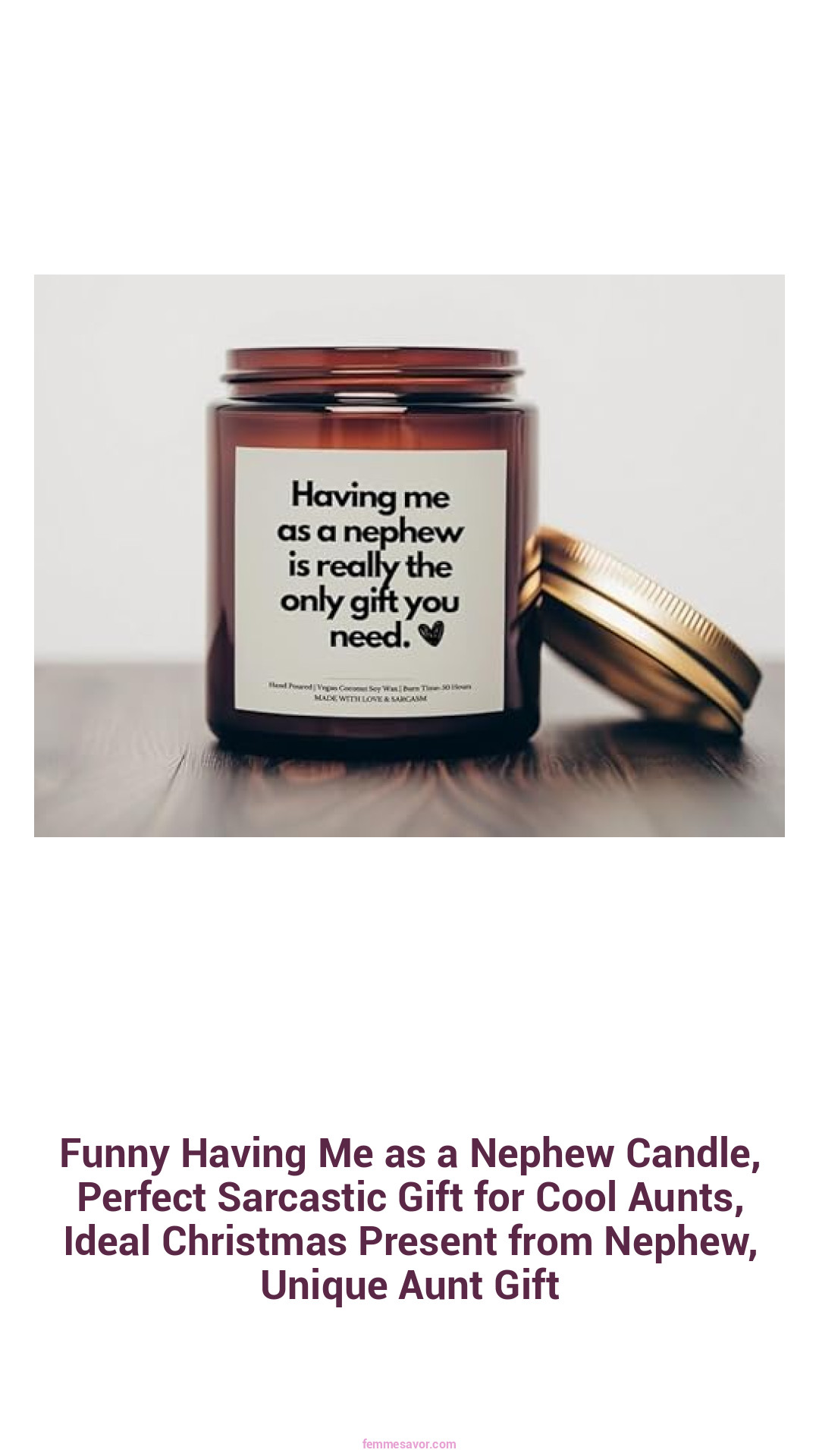 Funny Having Me as a Nephew Candle, Perfect Sarcastic Gift for Cool Aunts, Ideal Christmas Present from Nephew, Unique Aunt Gift
