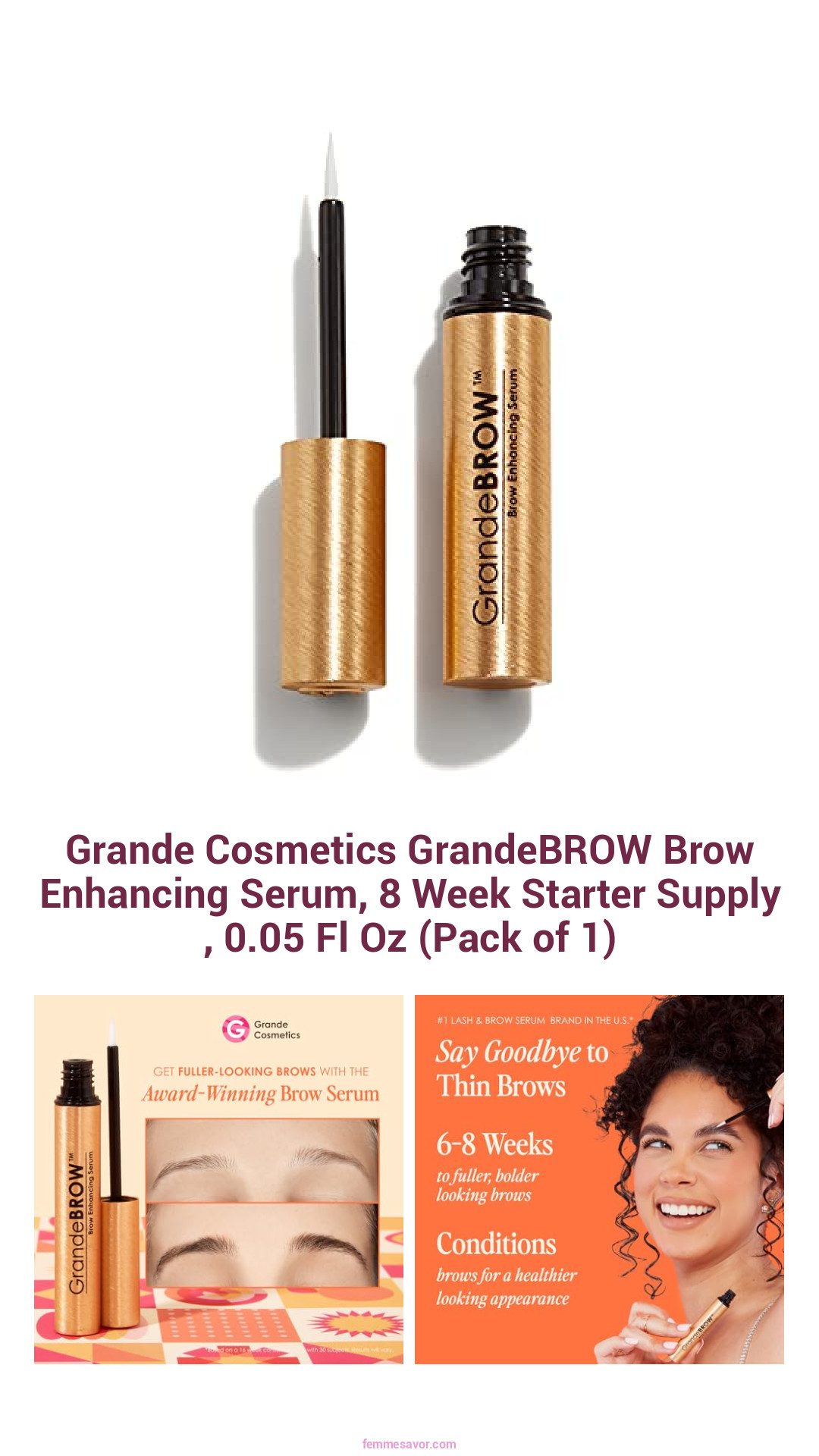 Grande Cosmetics GrandeBROW Brow Enhancing Serum, 8 Week Starter Supply , 0.05 Fl Oz (Pack of 1)