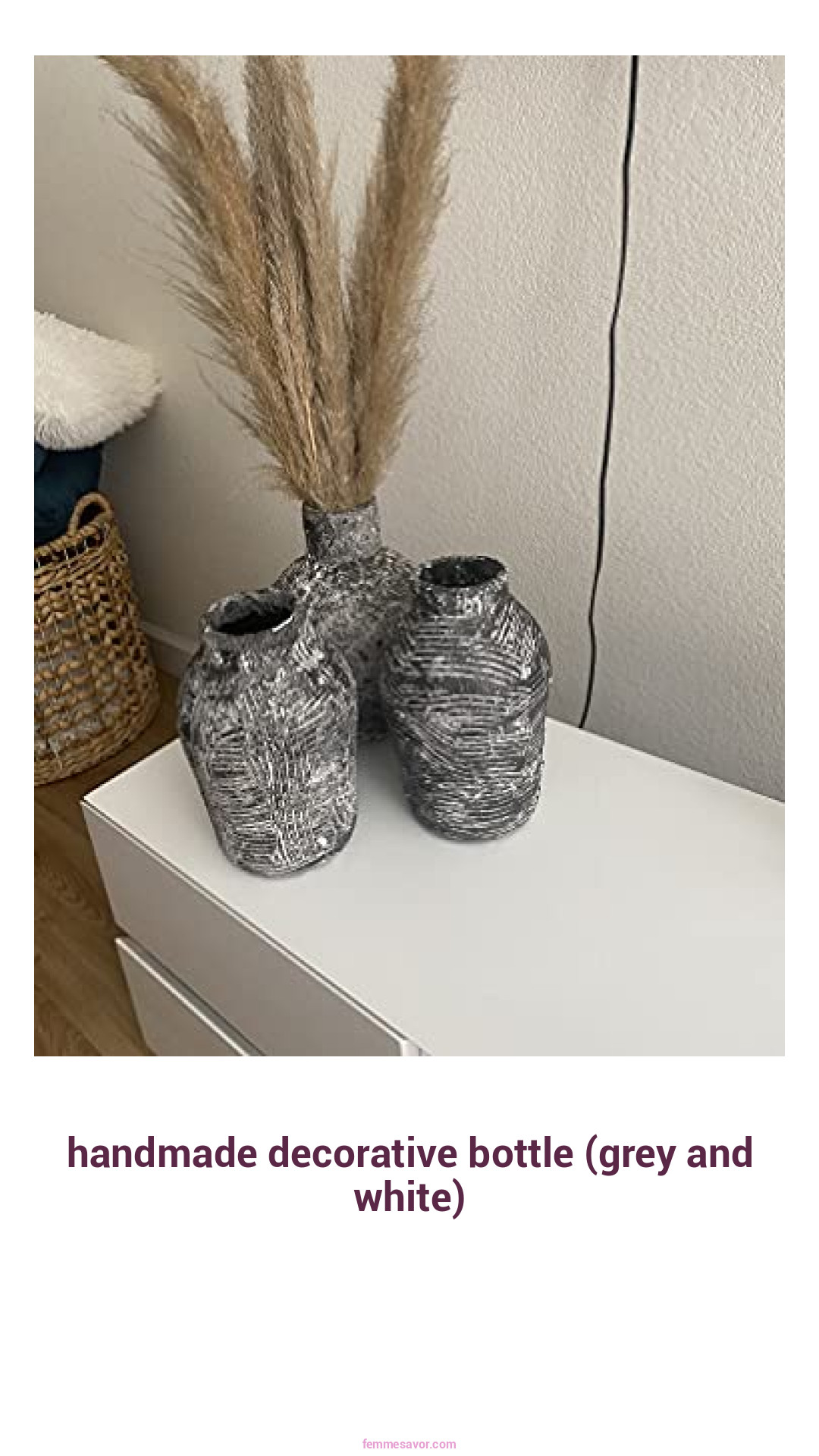 handmade decorative bottle (grey and white)