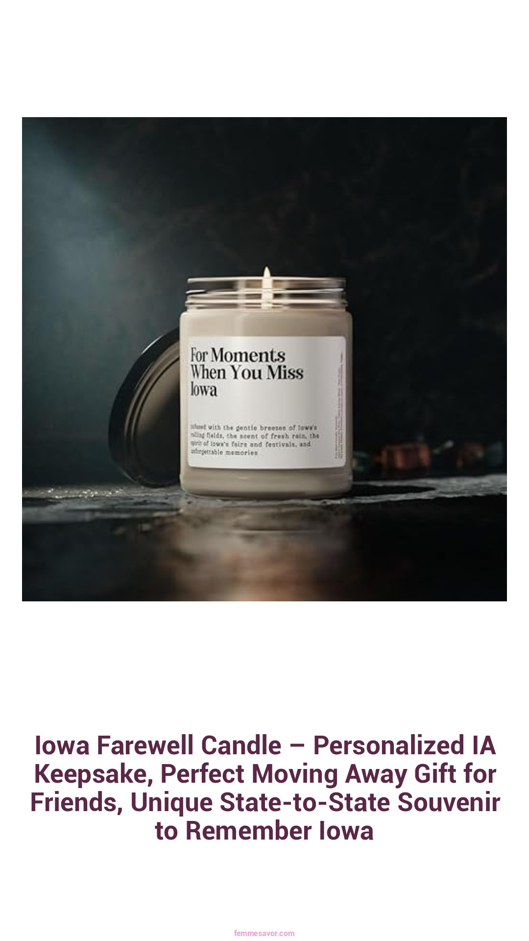 Iowa Farewell Candle – Personalized IA Keepsake, Perfect Moving Away Gift for Friends, Unique State-to-State Souvenir to Remember Iowa