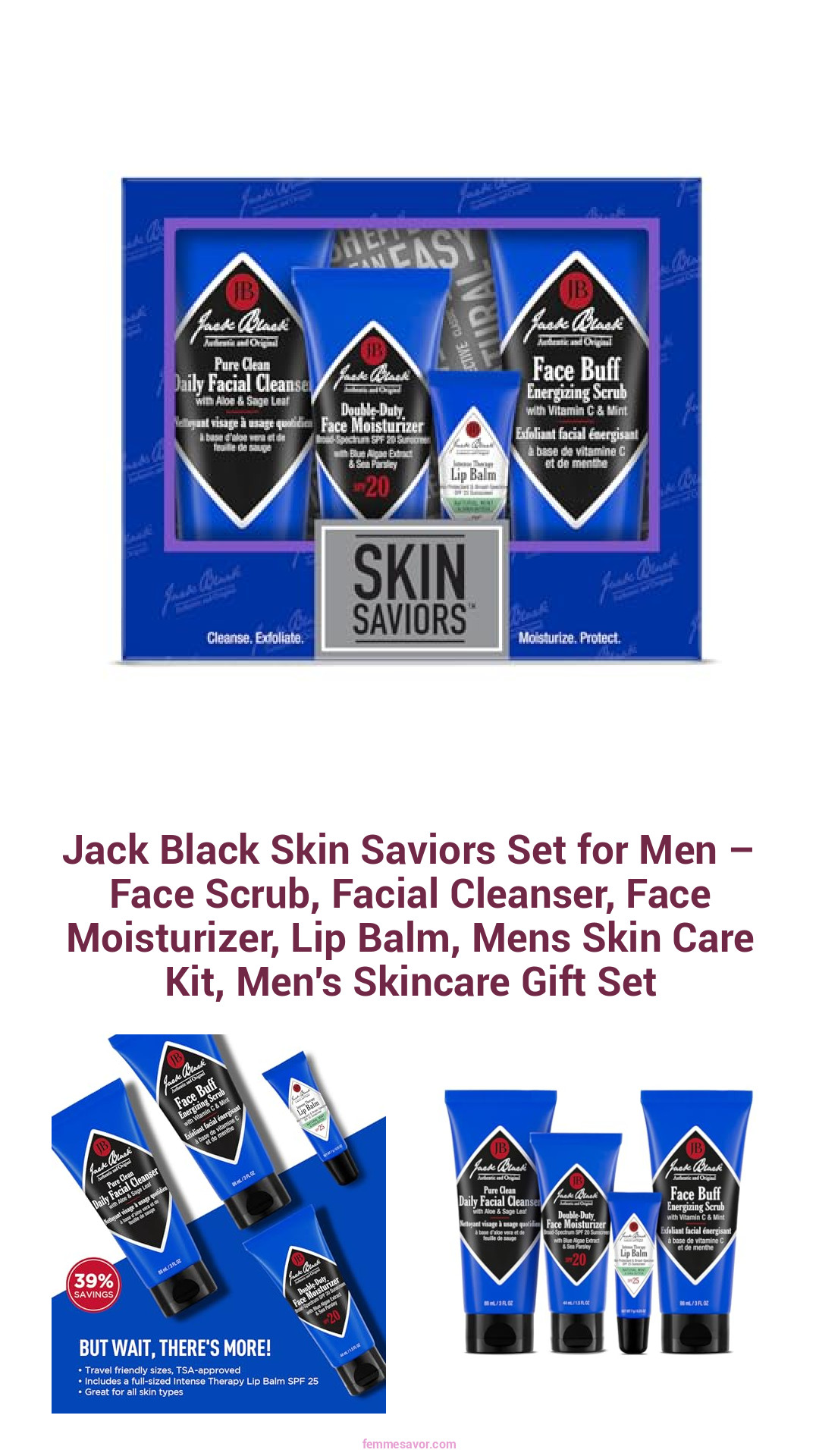Jack Black Skin Saviors Set for Men – Face Scrub, Facial Cleanser, Face Moisturizer, Lip Balm, Mens Skin Care Kit, Men's Skincare Gift Set Jack Black Skin Saviors Set for Men – Face Scrub, Facial Cleanser, Face Moisturizer, Lip Balm, Mens Skin Care Kit, Men's Skincare Gift Set