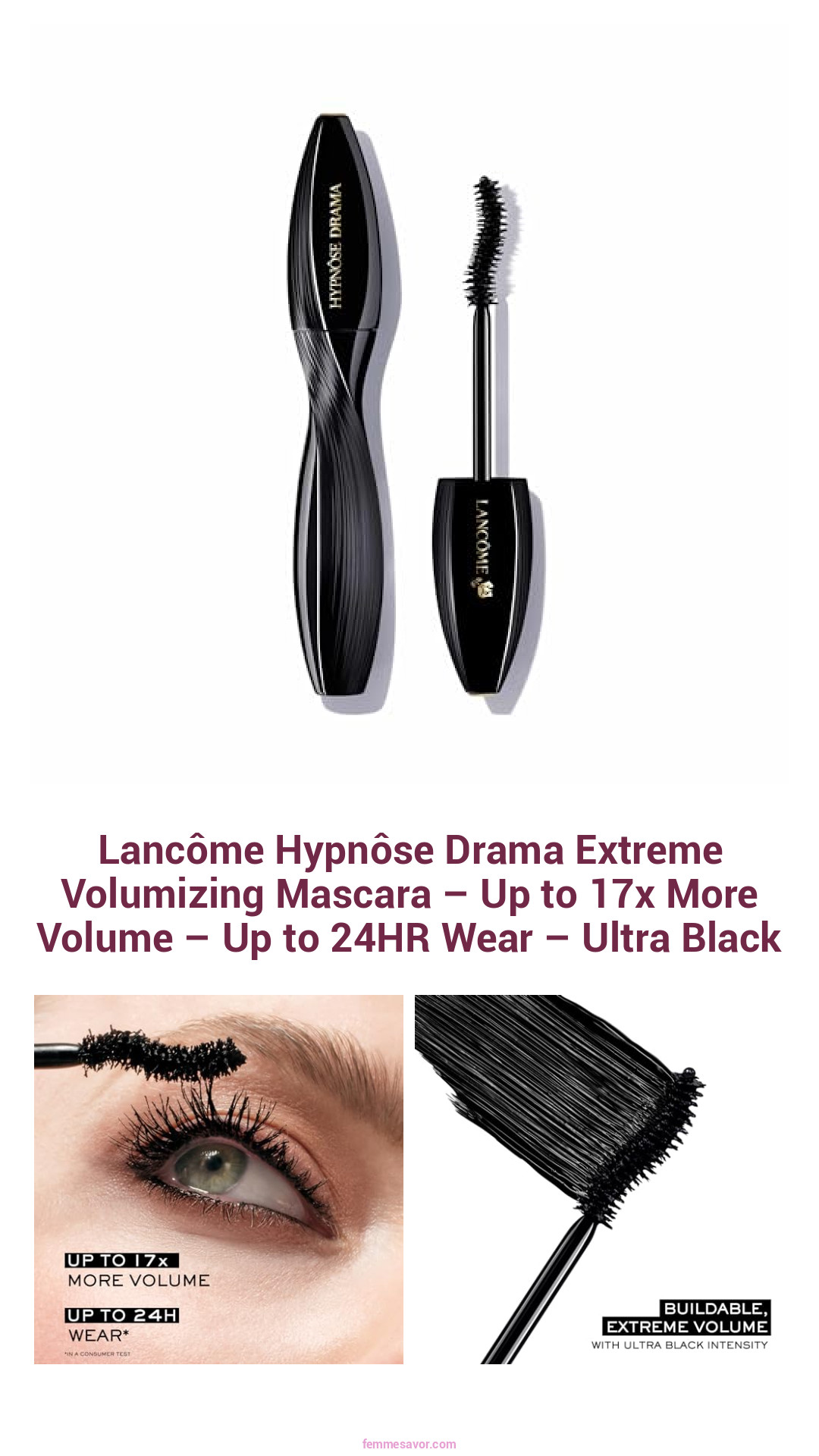 Lancôme Hypnôse Drama Extreme Volumizing Mascara – Up to 17x More Volume – Up to 24HR Wear – Ultra Black