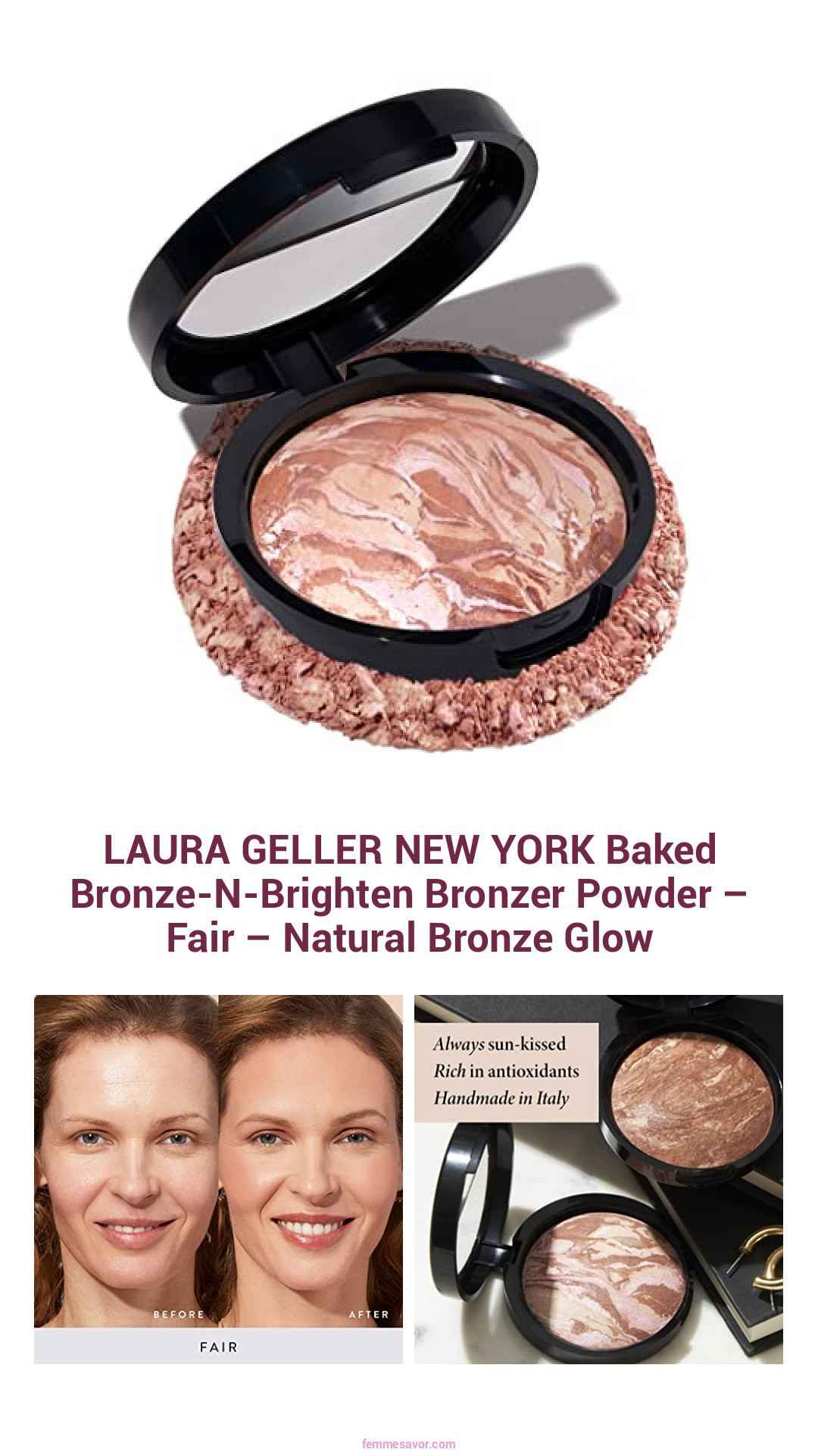LAURA GELLER NEW YORK Baked Bronze-N-Brighten Bronzer Powder – Fair – Natural Bronze Glow LAURA GELLER NEW YORK Baked Bronze-N-Brighten Bronzer Powder – Fair – Natural Bronze Glow