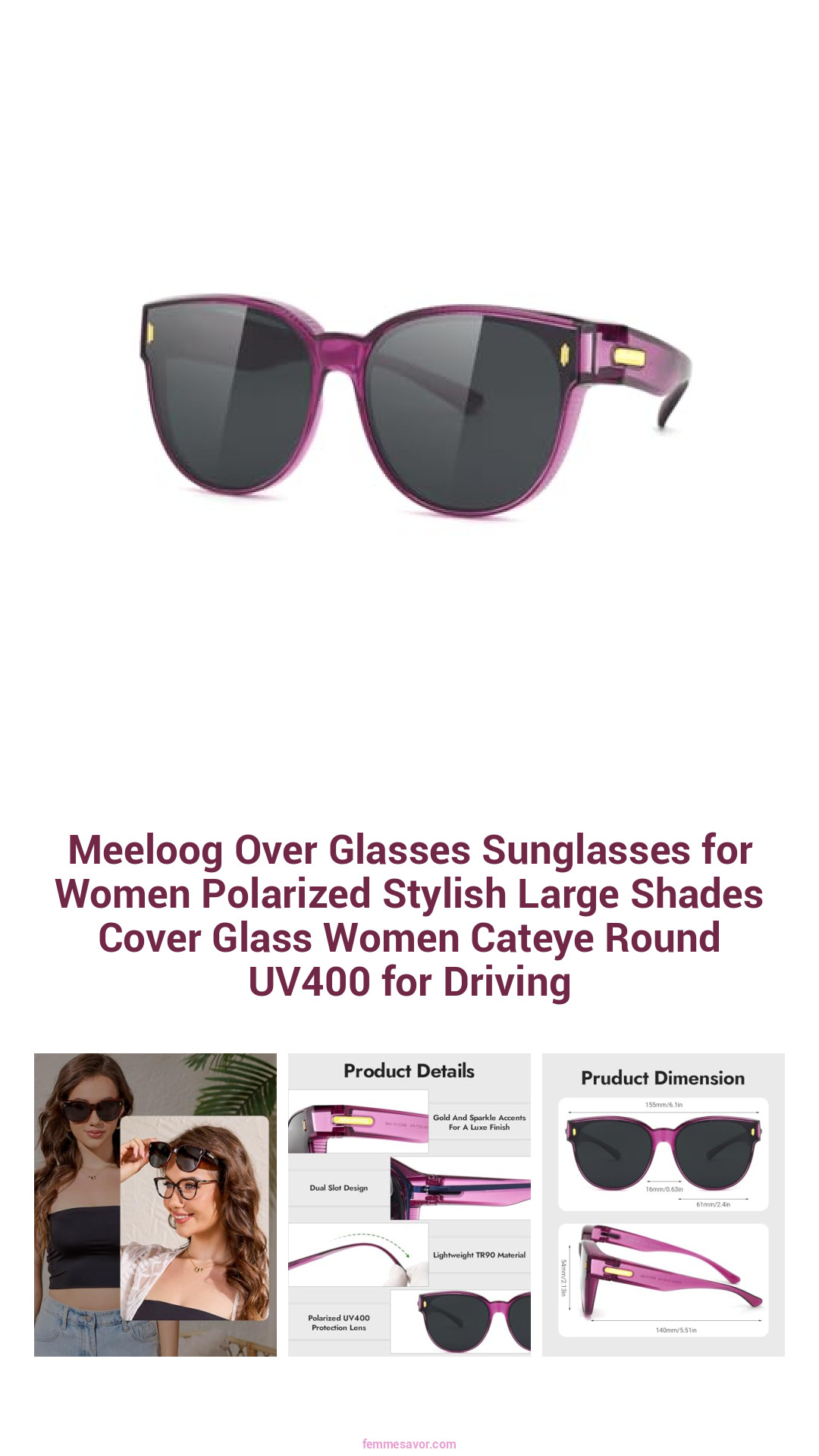 Meeloog Over Glasses Sunglasses for Women Polarized Stylish Large Shades Cover Glass Women Cateye Round UV400 for Driving Meeloog Over Glasses Sunglasses for Women Polarized Stylish Large Shades Cover Glass Women Cateye Round UV400 for Driving