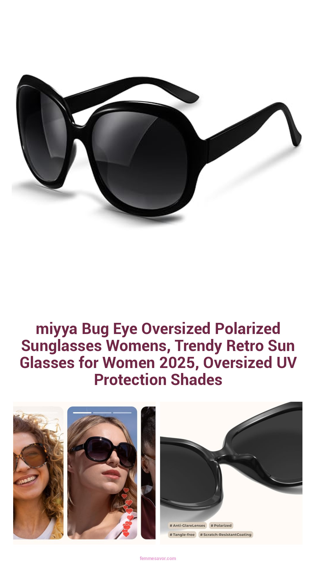 miyya Bug Eye Oversized Polarized Sunglasses Womens, Trendy Retro Sun Glasses for Women 2025, Oversized UV Protection Shades miyya Bug Eye Oversized Polarized Sunglasses Womens, Trendy Retro Sun Glasses for Women 2025, Oversized UV Protection Shades