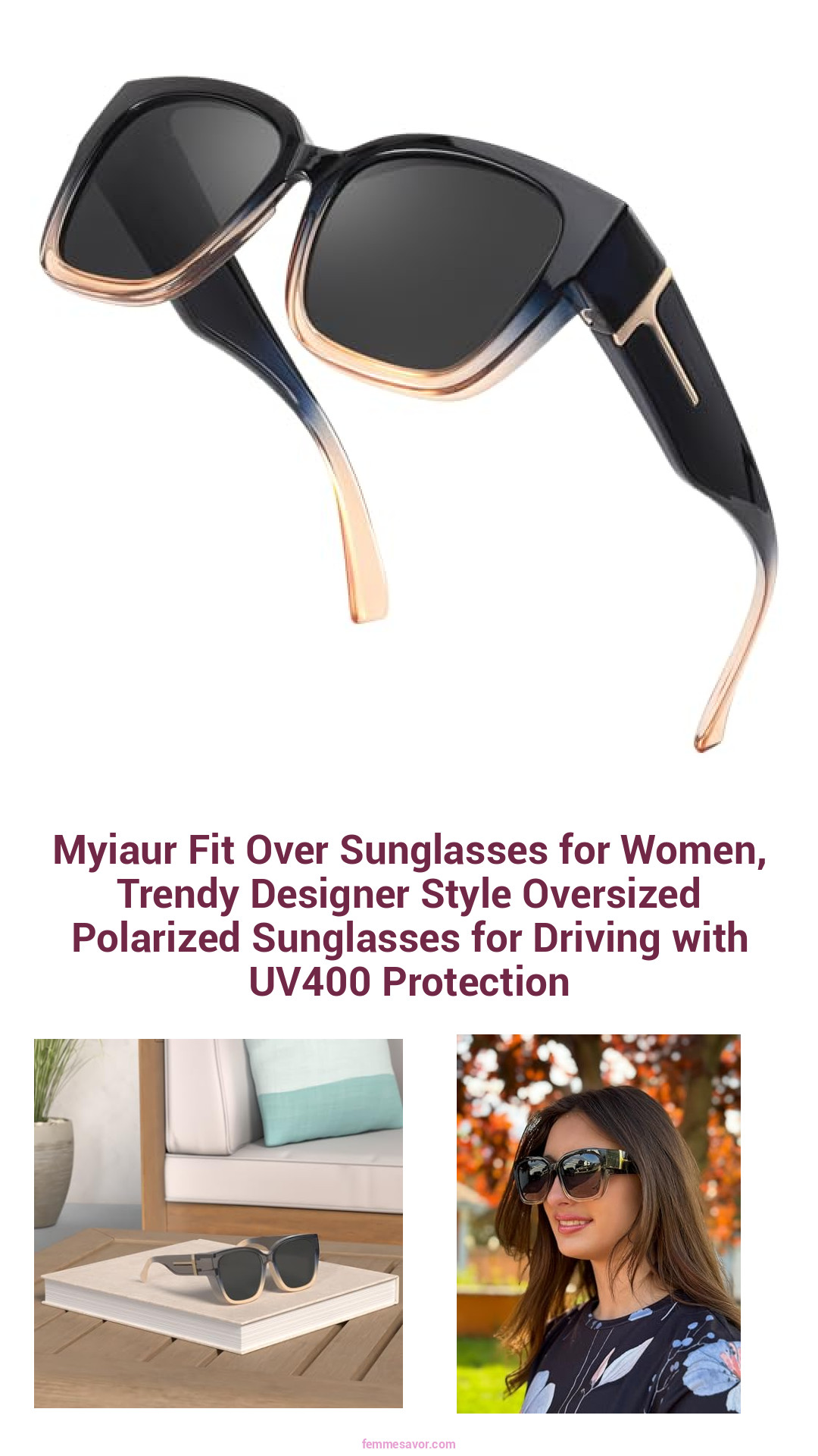 Myiaur Fit Over Sunglasses for Women, Trendy Designer Style Oversized Polarized Sunglasses for Driving with UV400 Protection