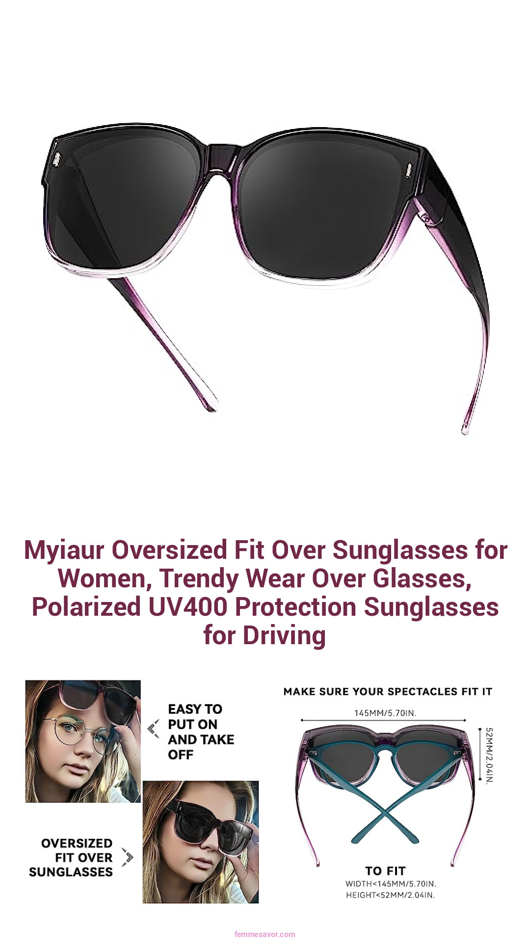 Myiaur Oversized Fit Over Sunglasses for Women, Trendy Wear Over Glasses, Polarized UV400 Protection Sunglasses for Driving