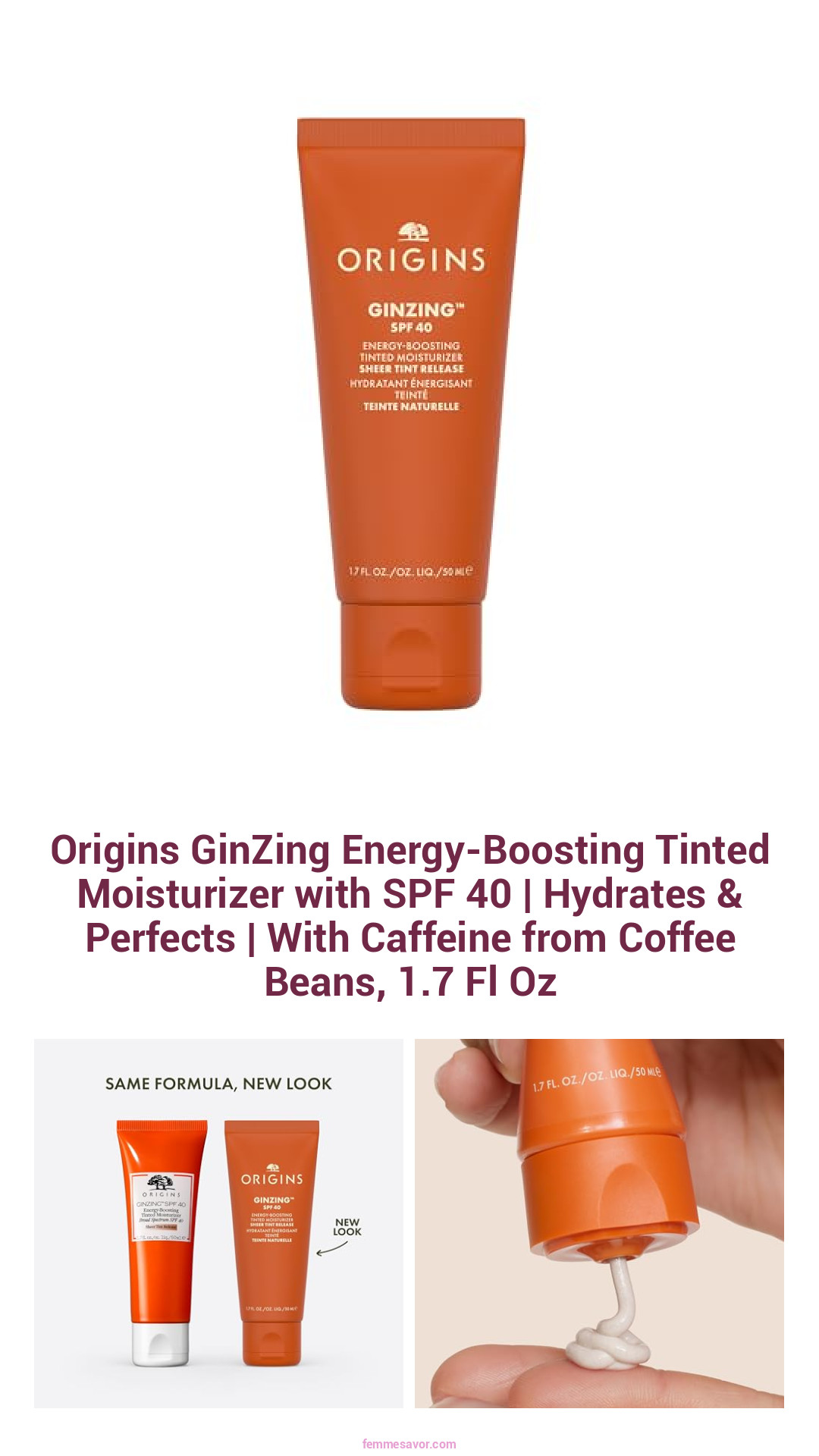 Origins GinZing Energy-Boosting Tinted Moisturizer with SPF 40 | Hydrates & Perfects | With Caffeine from Coffee Beans, 1.7 Fl Oz