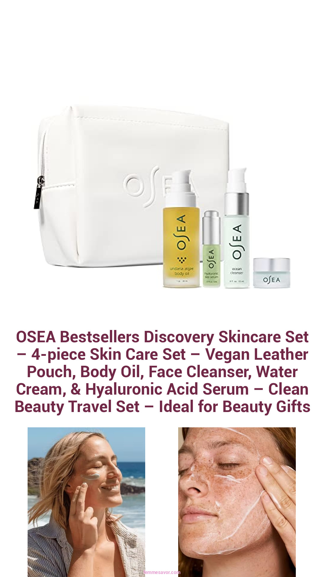 OSEA Bestsellers Discovery Skincare Set – 4-piece Skin Care Set – Vegan Leather Pouch, Body Oil, Face Cleanser, Water Cream, & Hyaluronic Acid Serum – Clean Beauty Travel Set – Ideal for Beauty Gifts OSEA Bestsellers Discovery Skincare Set – 4-piece Skin Care Set – Vegan Leather Pouch, Body Oil, Face Cleanser, Water Cream, & Hyaluronic Acid Serum – Clean Beauty Travel Set – Ideal for Beauty Gifts