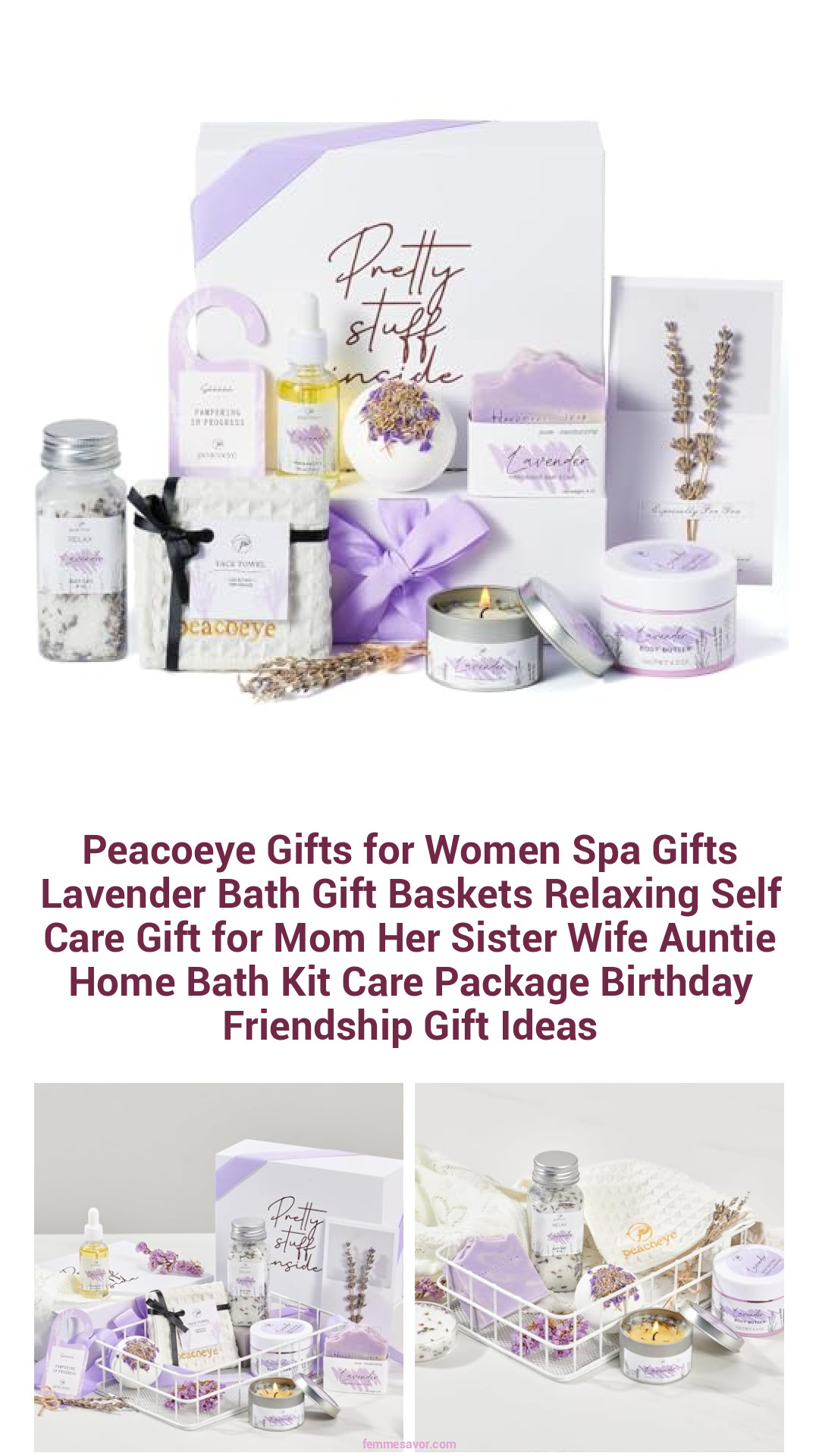 Peacoeye Gifts for Women Spa Gifts Lavender Bath Gift Baskets Relaxing Self Care Gift for Mom Her Sister Wife Auntie Home Bath Kit Care Package Birthday Friendship Gift Ideas Peacoeye Gifts for Women Spa Gifts Lavender Bath Gift Baskets Relaxing Self Care Gift for Mom Her Sister Wife Auntie Home Bath Kit Care Package Birthday Friendship Gift Ideas