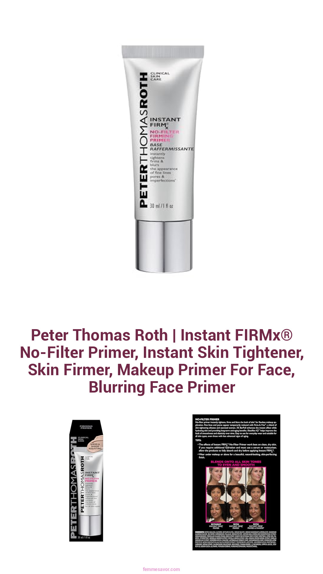 Peter Thomas Roth | Instant FIRMx® No-Filter Primer, Instant Skin Tightener, Skin Firmer, Makeup Primer For Face, Blurring Face Primer
