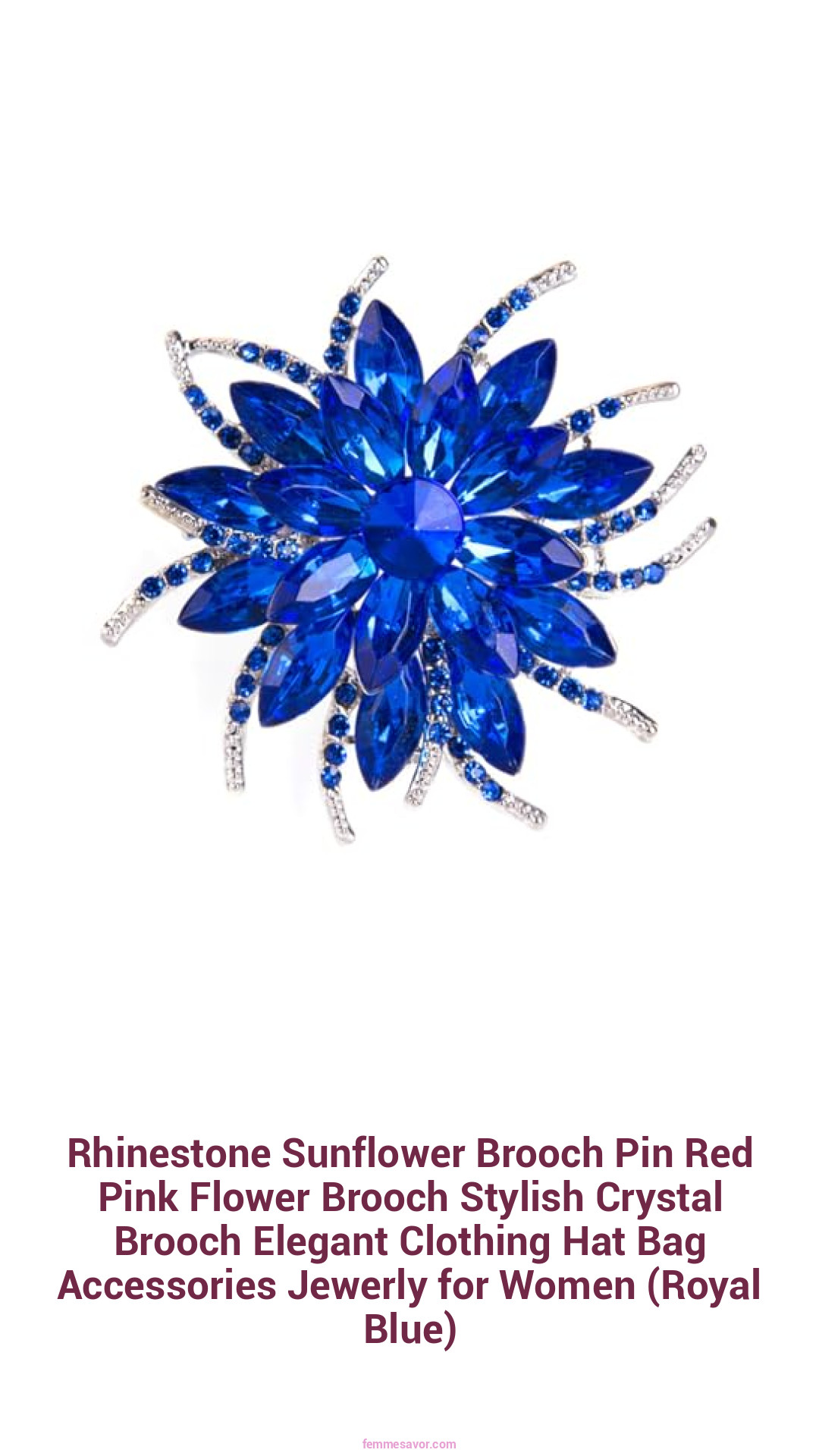Rhinestone Sunflower Brooch Pin Red Pink Flower Brooch Stylish Crystal Brooch Elegant Clothing Hat Bag Accessories Jewerly for Women (Royal Blue)