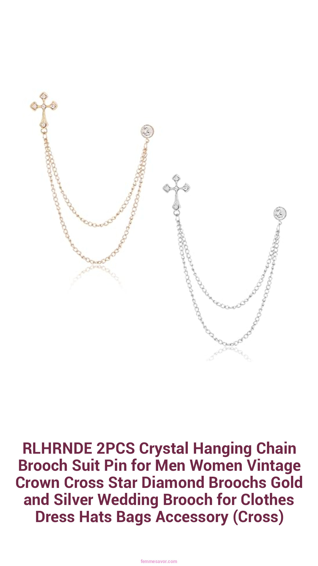 RLHRNDE 2PCS Crystal Hanging Chain Brooch Suit Pin for Men Women Vintage Crown Cross Star Diamond Broochs Gold and Silver Wedding Brooch for Clothes Dress Hats Bags Accessory (Cross) RLHRNDE 2PCS Crystal Hanging Chain Brooch Suit Pin for Men Women Vintage Crown Cross Star Diamond Broochs Gold and Silver Wedding Brooch for Clothes Dress Hats Bags Accessory (Cross)
