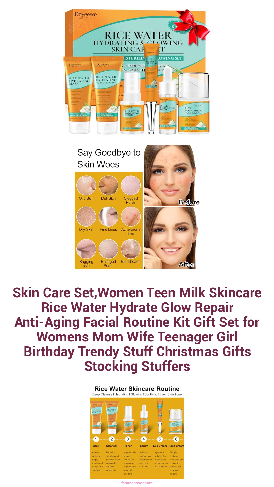 Skin Care Set,Women Teen Milk Skincare Rice Water Hydrate Glow Repair Anti-Aging Facial Routine Kit Gift Set for Womens Mom Wife Teenager Girl Birthday Trendy Stuff Christmas Gifts Stocking Stuffers Skin Care Set,Women Teen Milk Skincare Rice Water Hydrate Glow Repair Anti-Aging Facial Routine Kit Gift Set for Womens Mom Wife Teenager Girl Birthday Trendy Stuff Christmas Gifts Stocking Stuffers
