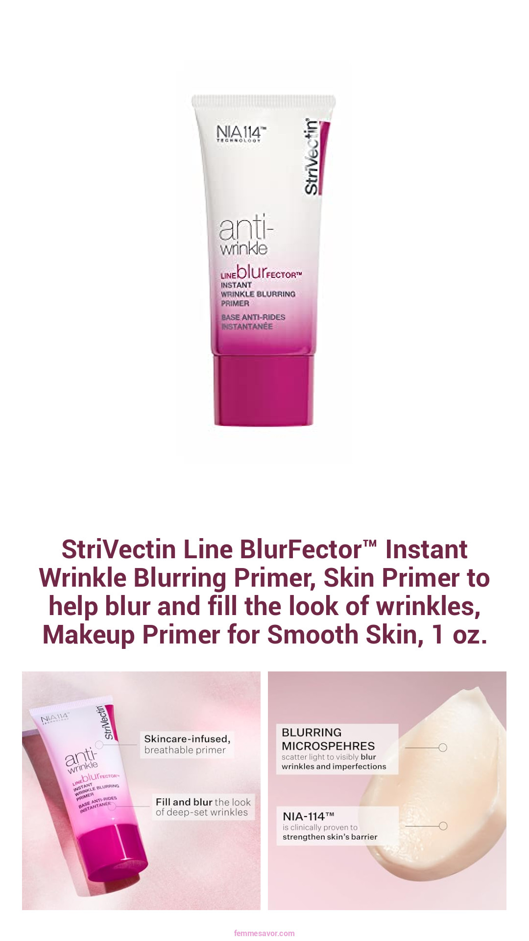 StriVectin Line BlurFector™ Instant Wrinkle Blurring Primer, Skin Primer to help blur and fill the look of wrinkles, Makeup Primer for Smooth Skin, 1 oz.