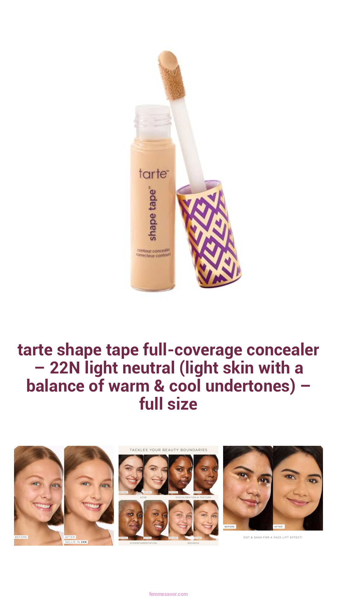 tarte shape tape full-coverage concealer – 22N light neutral (light skin with a balance of warm & cool undertones) – full size