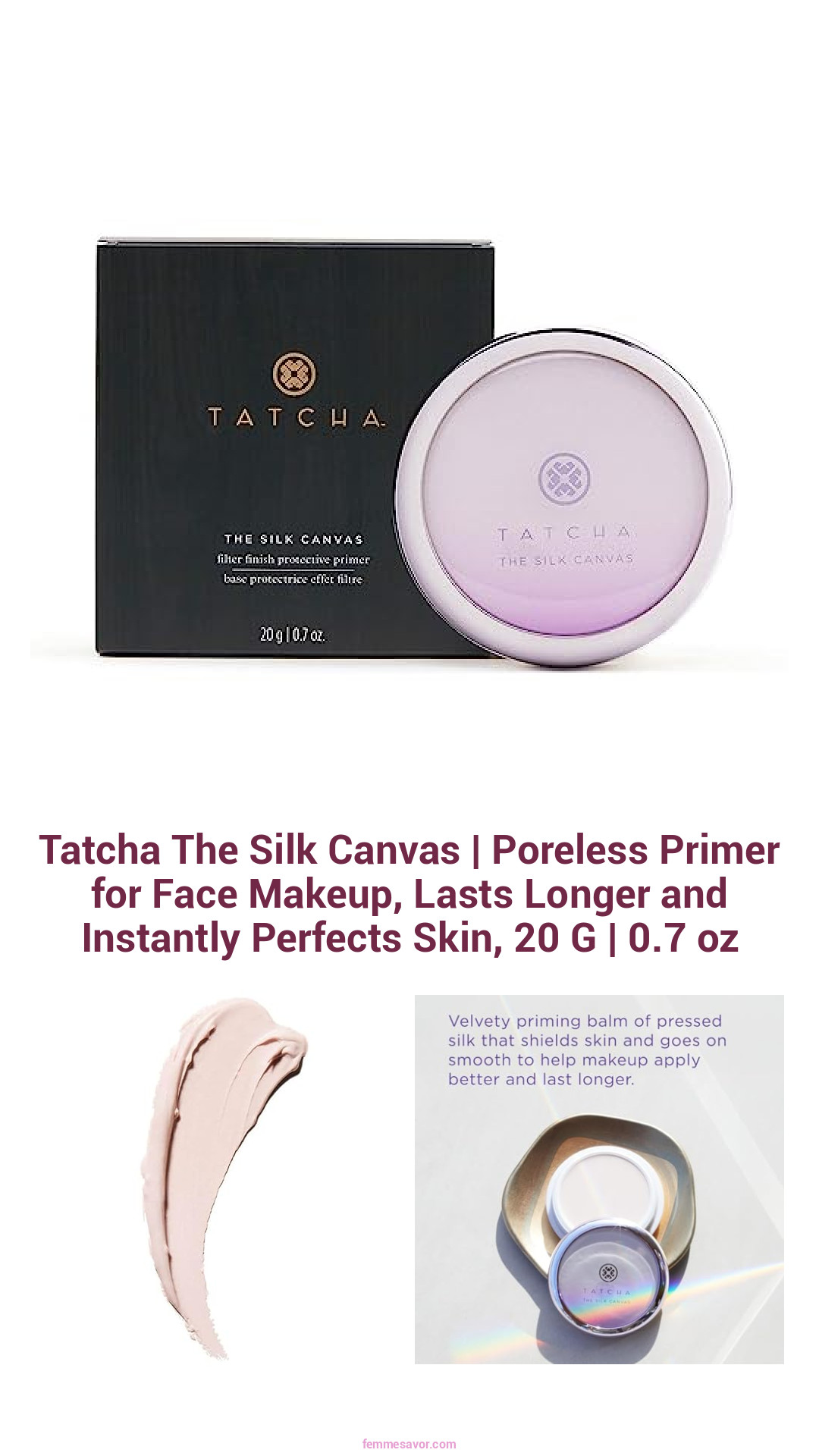 Tatcha The Silk Canvas | Poreless Primer for Face Makeup, Lasts Longer and Instantly Perfects Skin, 20 G | 0.7 oz