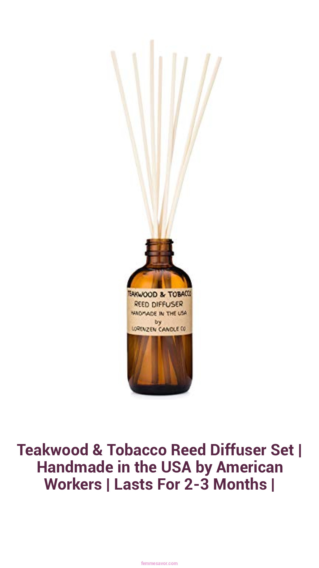 Teakwood & Tobacco Reed Diffuser Set | Handmade in the USA by American Workers | Lasts For 2-3 Months |