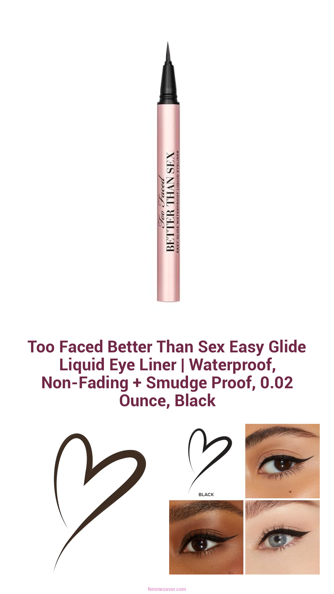 Too Faced Better Than Sex Easy Glide Liquid Eye Liner | Waterproof, Non-Fading + Smudge Proof, 0.02 Ounce, Black