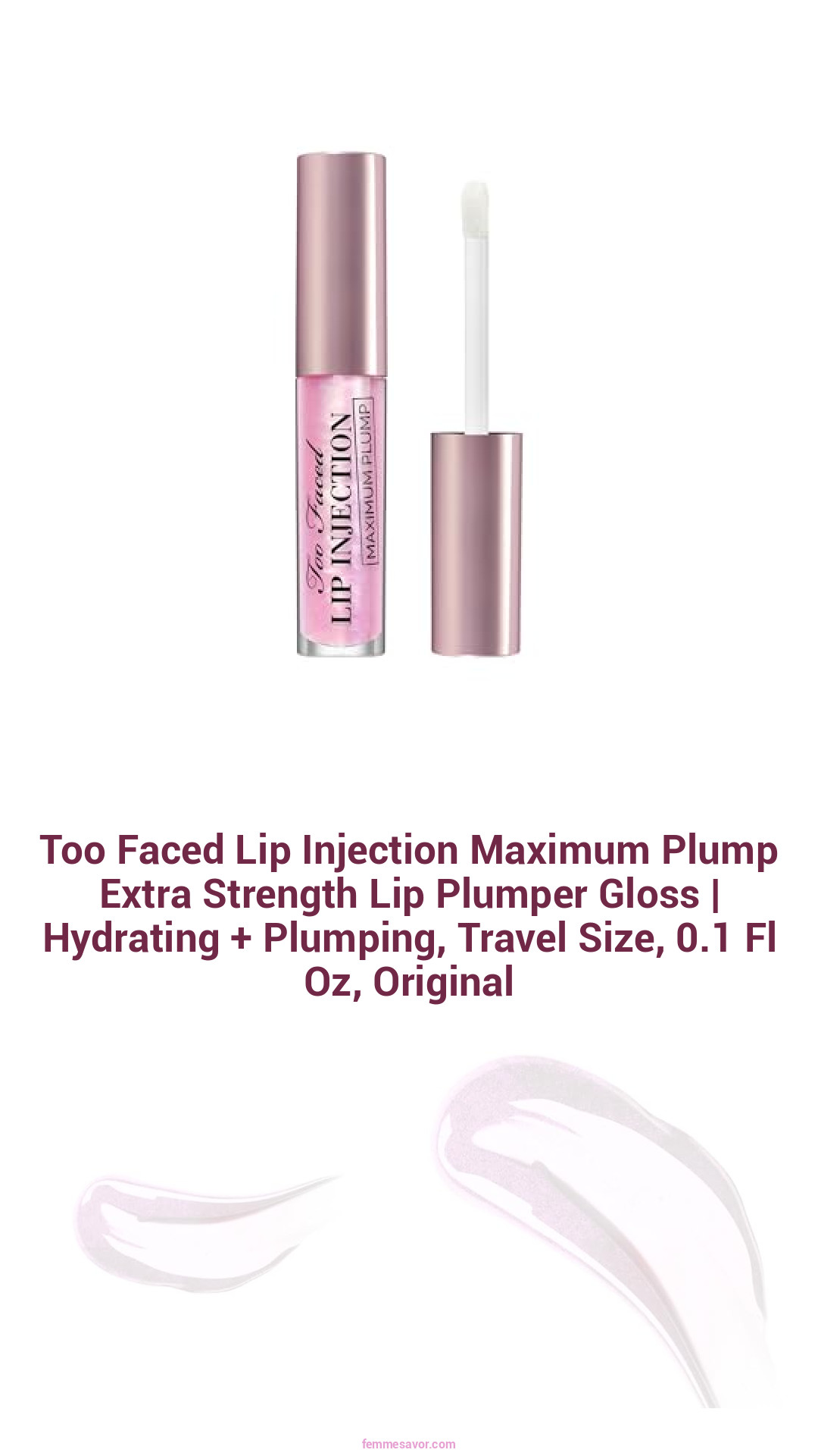 Too Faced Lip Injection Maximum Plump Extra Strength Lip Plumper Gloss | Hydrating + Plumping, Travel Size, 0.1 Fl Oz, Original