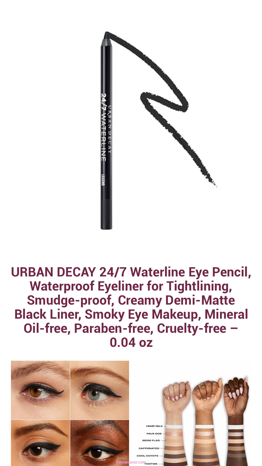 URBAN DECAY 24/7 Waterline Eye Pencil, Waterproof Eyeliner for Tightlining, Smudge-proof, Creamy Demi-Matte Black Liner, Smoky Eye Makeup, Mineral Oil-free, Paraben-free, Cruelty-free – 0.04 oz URBAN DECAY 24/7 Waterline Eye Pencil, Waterproof Eyeliner for Tightlining, Smudge-proof, Creamy Demi-Matte Black Liner, Smoky Eye Makeup, Mineral Oil-free, Paraben-free, Cruelty-free – 0.04 oz