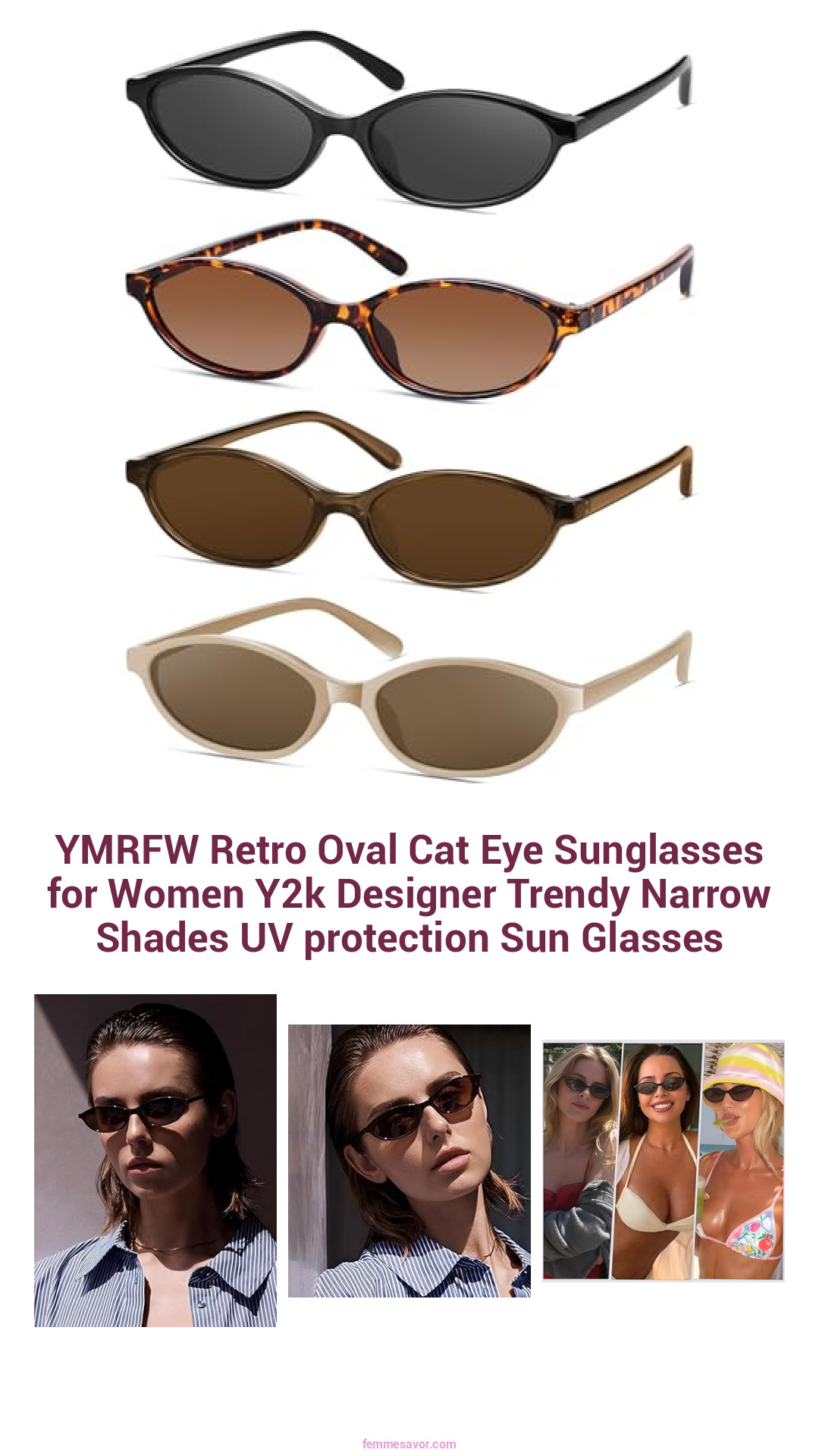 YMRFW Retro Oval Cat Eye Sunglasses for Women Y2k Designer Trendy Narrow Shades UV protection Sun Glasses YMRFW Retro Oval Cat Eye Sunglasses for Women Y2k Designer Trendy Narrow Shades UV protection Sun Glasses