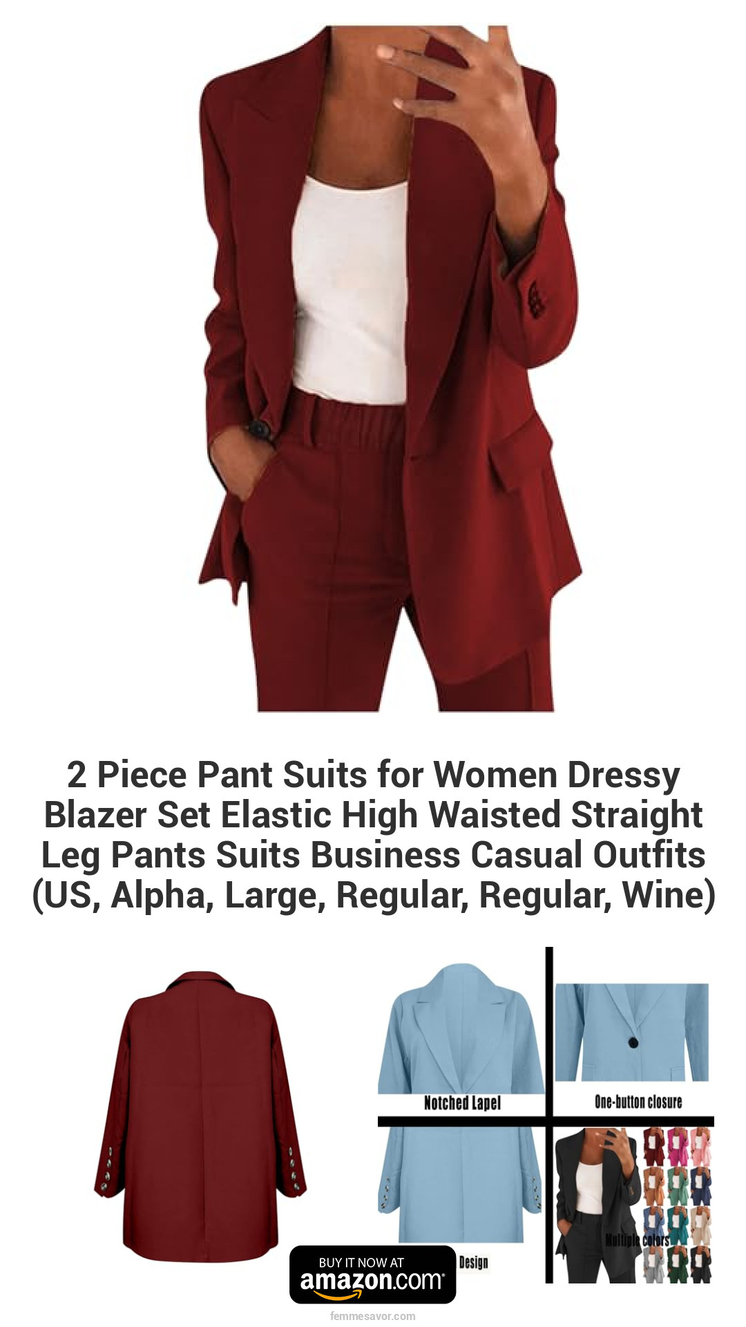 2 Piece Pant Suits for Women Dressy Blazer Set Elastic High Waisted Straight Leg Pants Suits Business Casual Outfits (US, Alpha, Large, Regular, Regular, Wine) 2 Piece Pant Suits for Women Dressy Blazer Set Elastic High Waisted Straight Leg Pants Suits Business Casual Outfits (US, Alpha, Large, Regular, Regular, Wine)