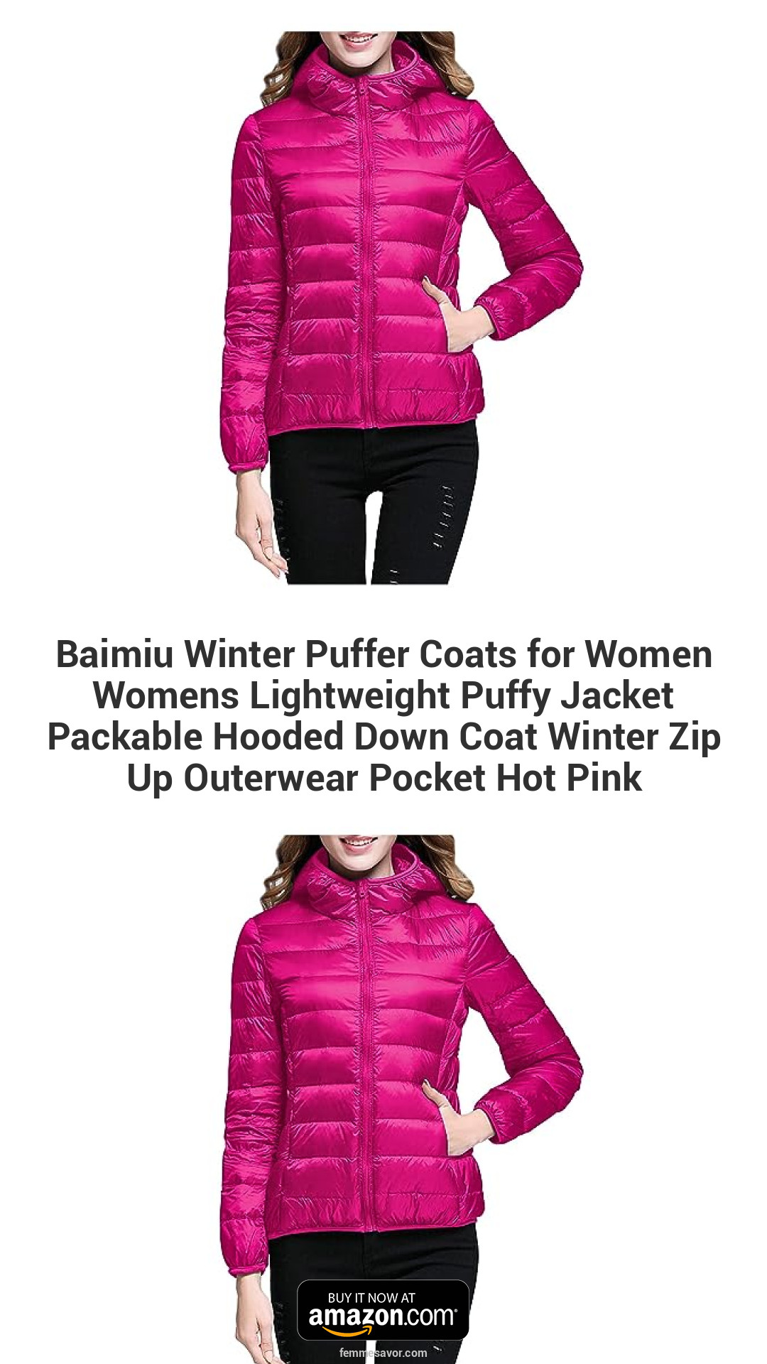 Baimiu Winter Puffer Coats for Women Womens Lightweight Puffy Jacket Packable Hooded Down Coat Winter Zip Up Outerwear Pocket Hot Pink Baimiu Winter Puffer Coats for Women Womens Lightweight Puffy Jacket Packable Hooded Down Coat Winter Zip Up Outerwear Pocket Hot Pink