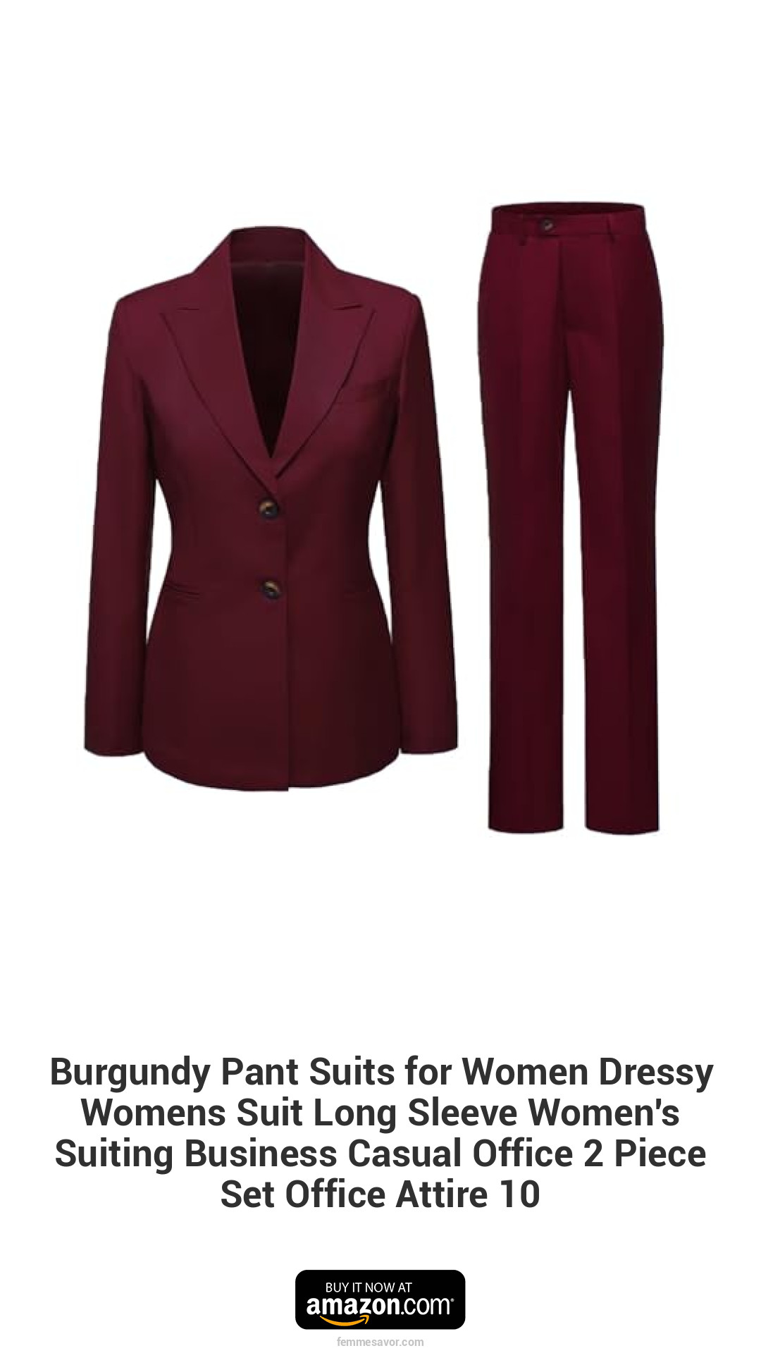 Burgundy Pant Suits for Women Dressy Womens Suit Long Sleeve Women's Suiting Business Casual Office 2 Piece Set Office Attire 10