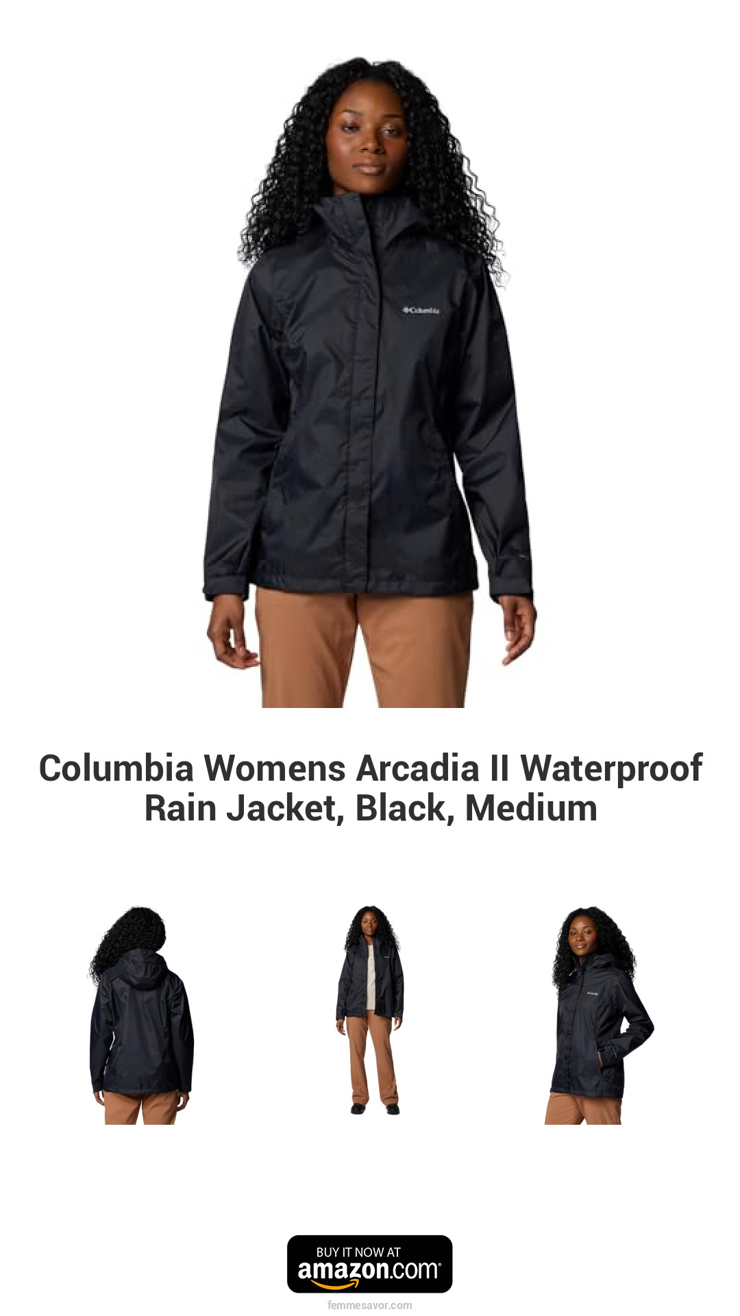 Columbia Womens Arcadia II Waterproof Rain Jacket, Black, Medium Columbia Womens Arcadia II Waterproof Rain Jacket, Black, Medium