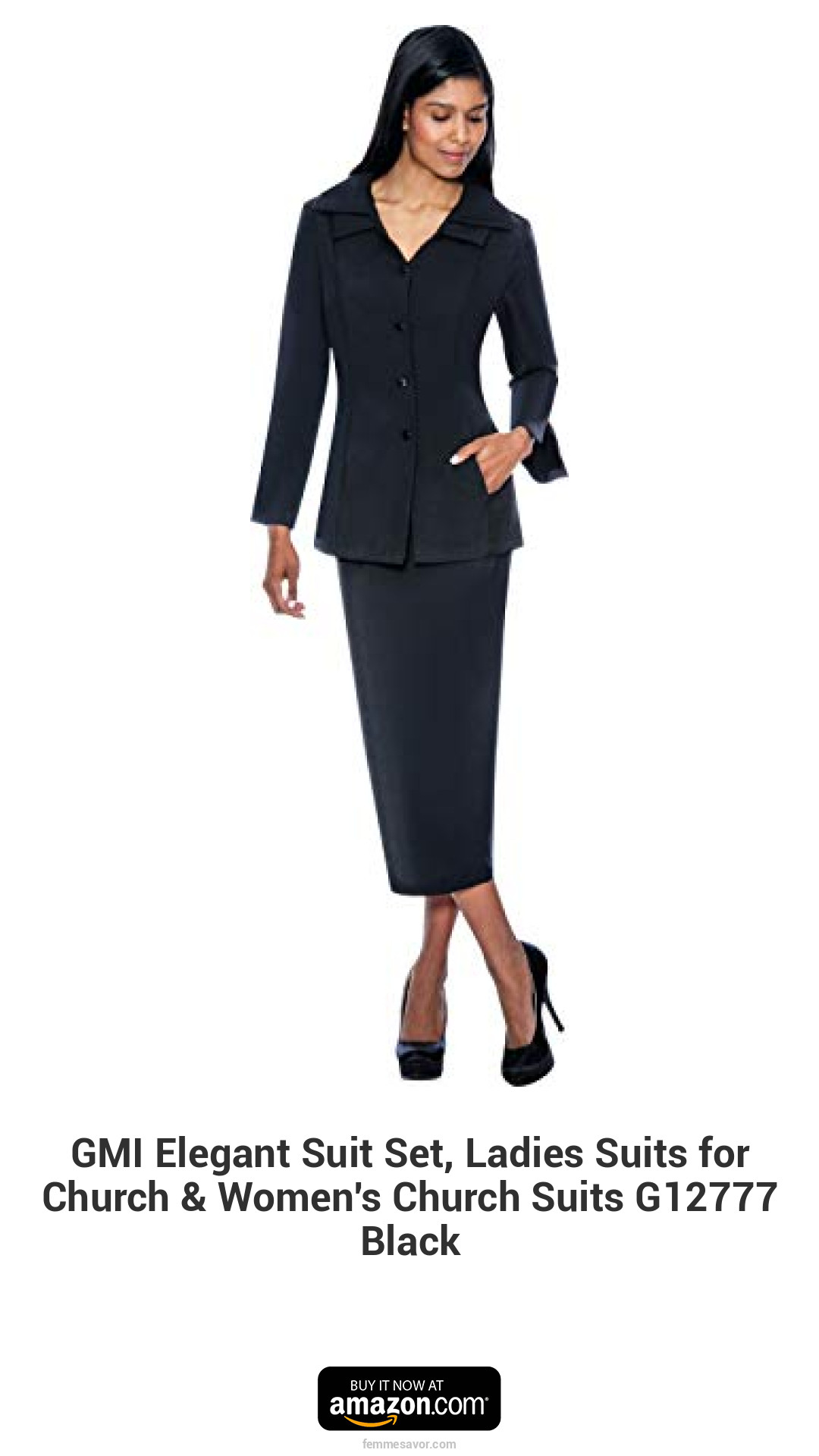 GMI Elegant Suit Set, Ladies Suits for Church & Women's Church Suits G12777 Black