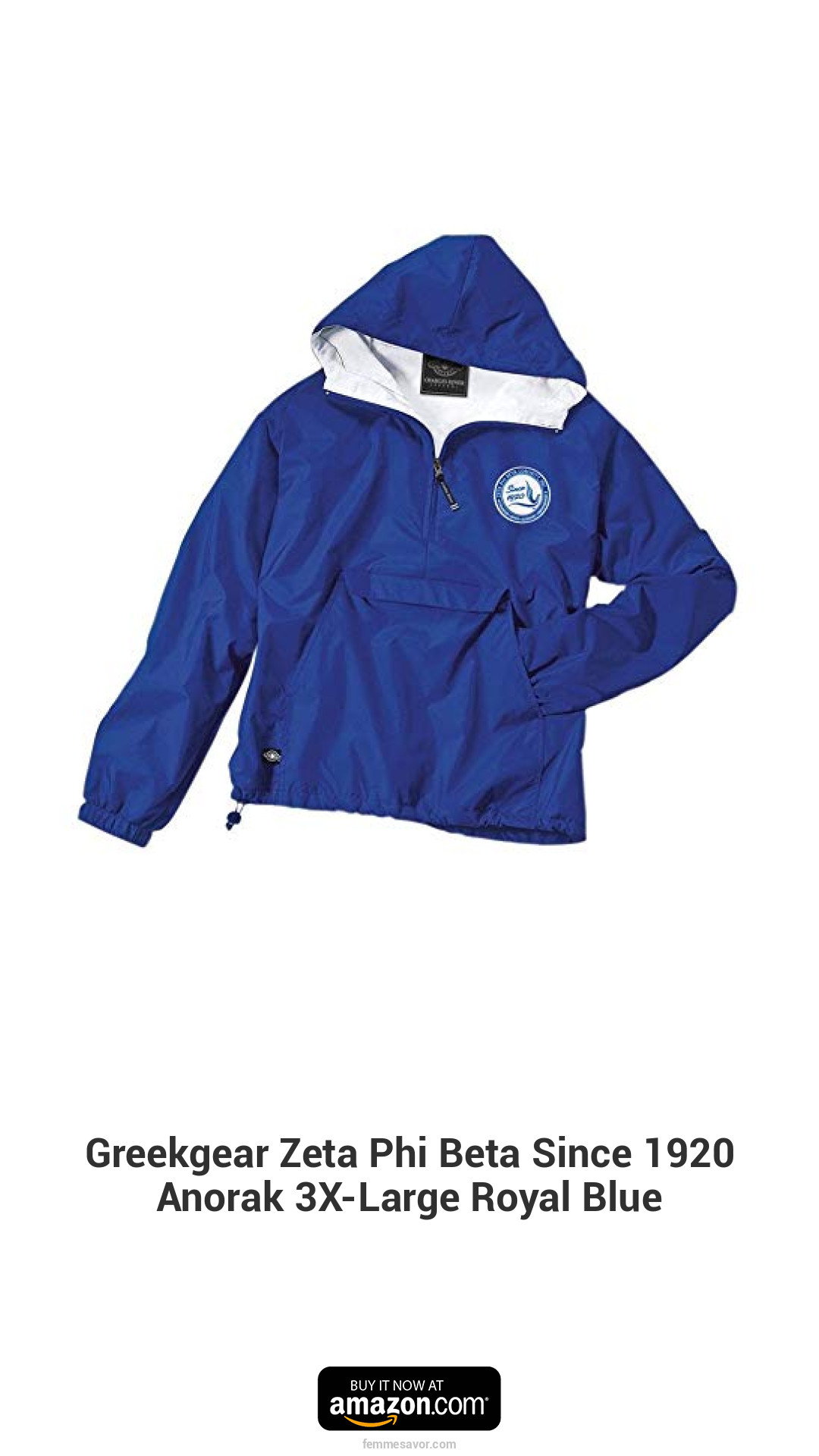 Greekgear Zeta Phi Beta Since 1920 Anorak 3X-Large Royal Blue