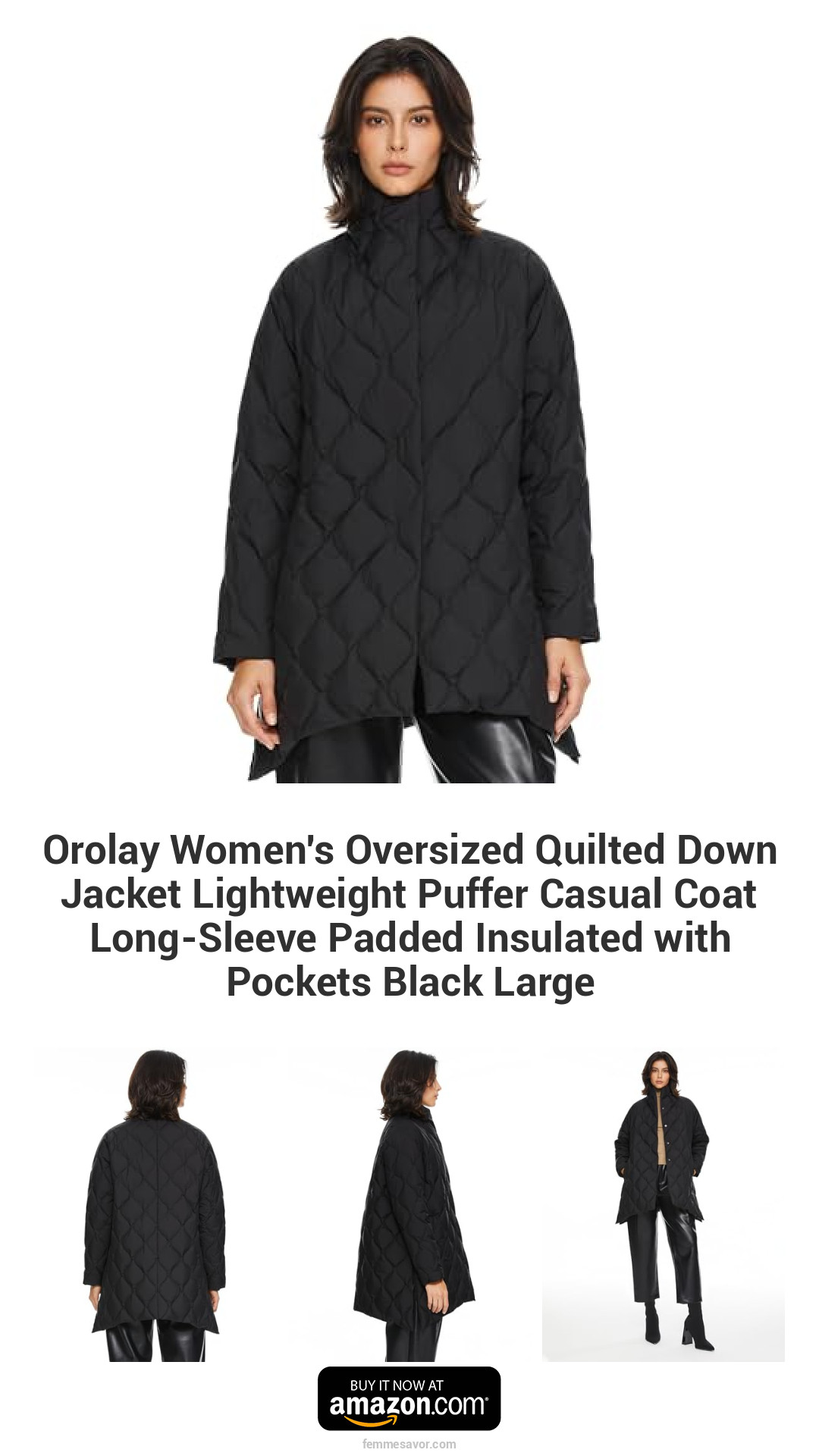 Orolay Women's Oversized Quilted Down Jacket Lightweight Puffer Casual Coat Long-Sleeve Padded Insulated with Pockets Black Large Orolay Women's Oversized Quilted Down Jacket Lightweight Puffer Casual Coat Long-Sleeve Padded Insulated with Pockets Black Large
