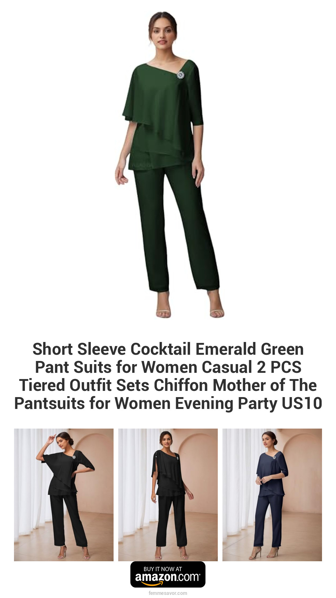 Short Sleeve Cocktail Emerald Green Pant Suits for Women Casual 2 PCS Tiered Outfit Sets Chiffon Mother of The Pantsuits for Women Evening Party US10 Short Sleeve Cocktail Emerald Green Pant Suits for Women Casual 2 PCS Tiered Outfit Sets Chiffon Mother of The Pantsuits for Women Evening Party US10